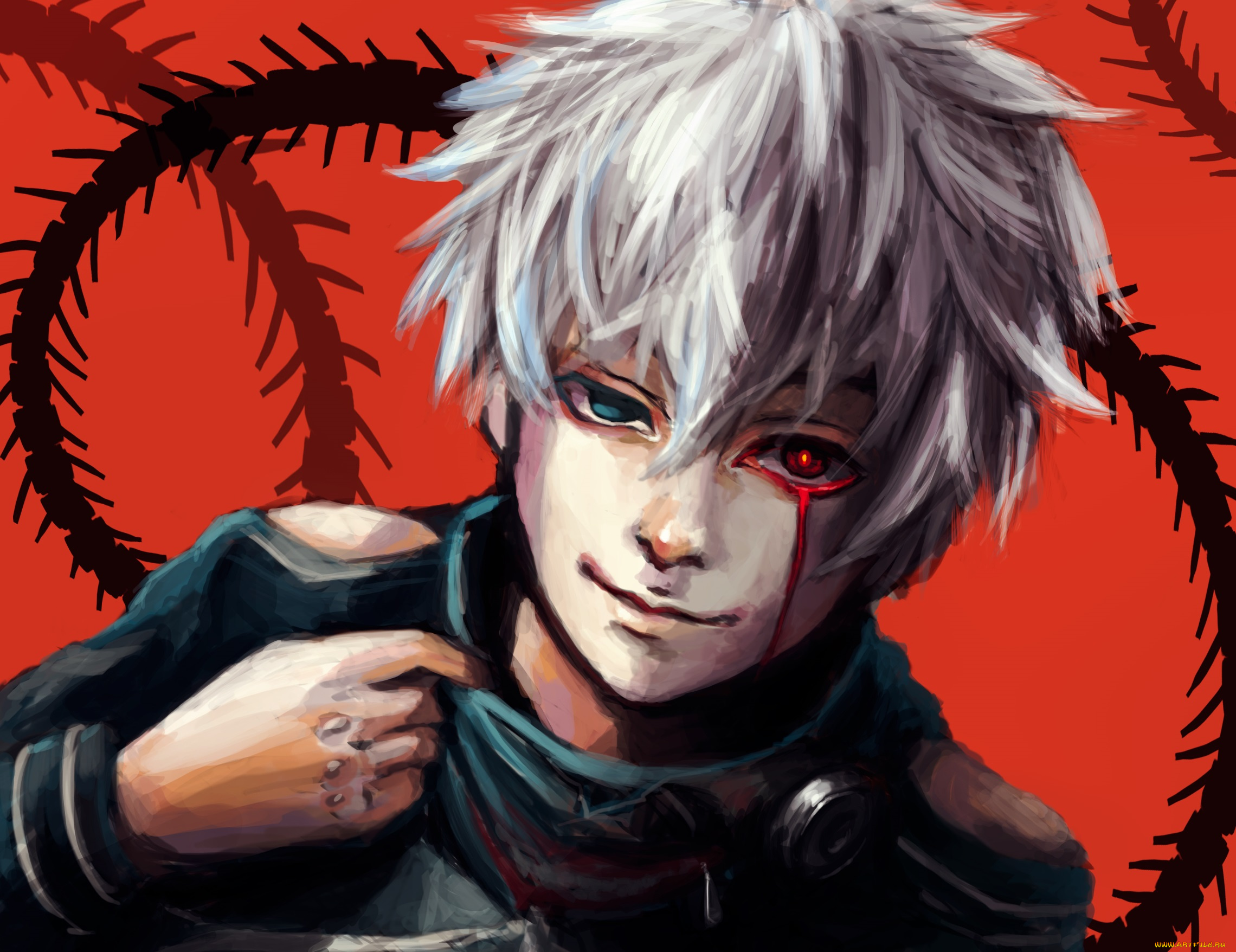 разное, арты, токийский, гуль, канеки, кен, взгляд, арт, парень