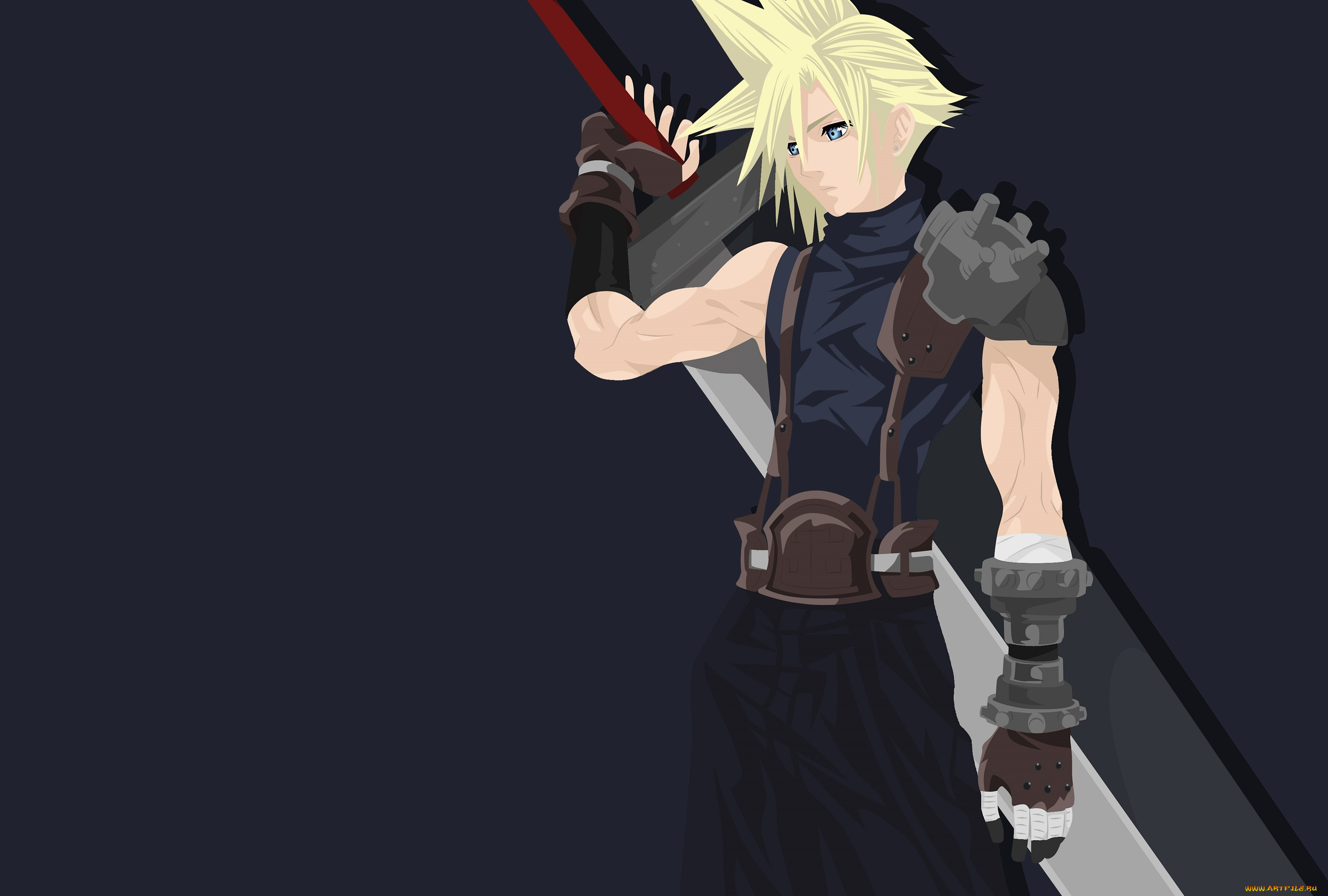 аниме, final, fantasy, вектор, меч, парень