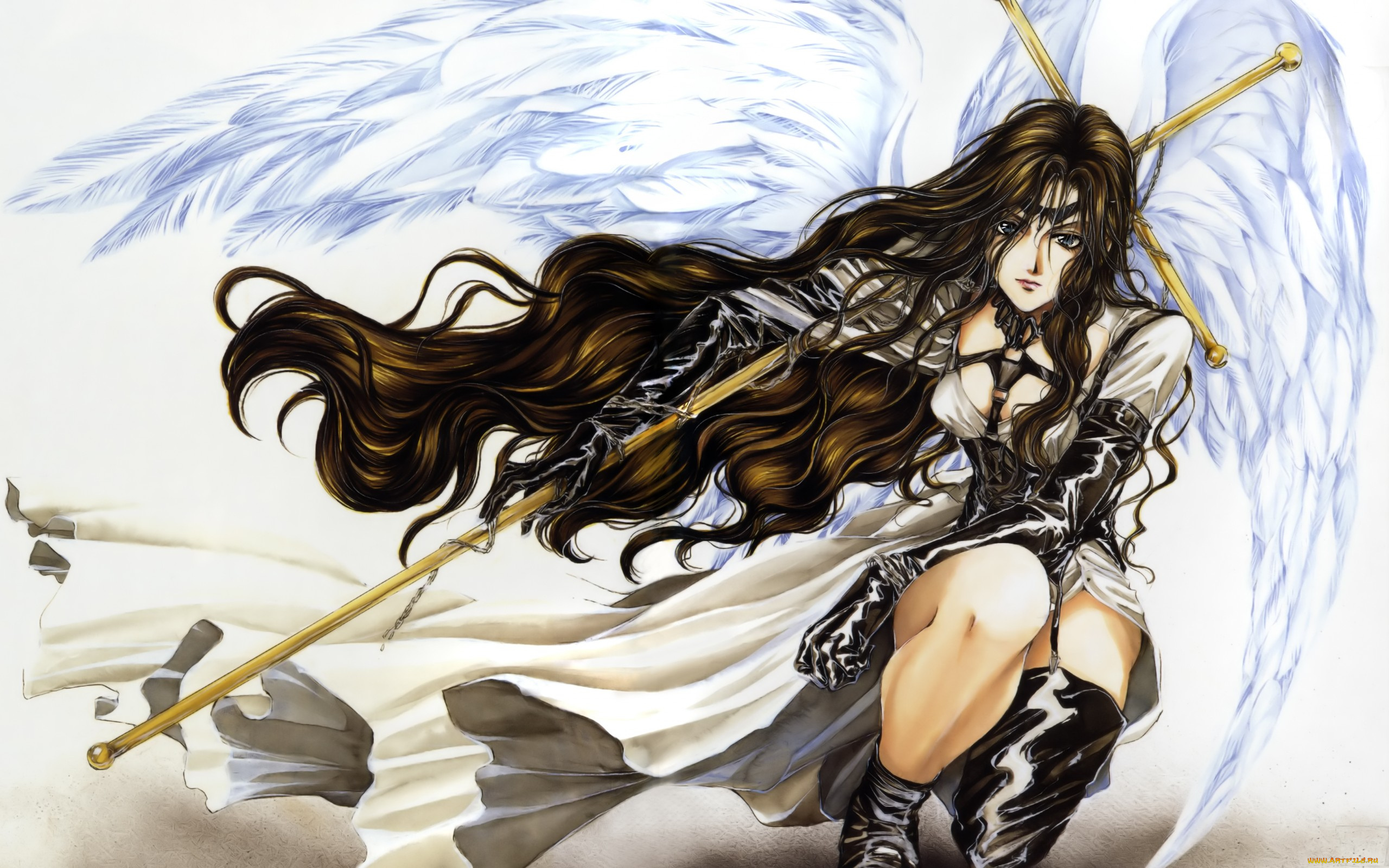 аниме, angel, sanctuary, ангел, меч, девушка, арт