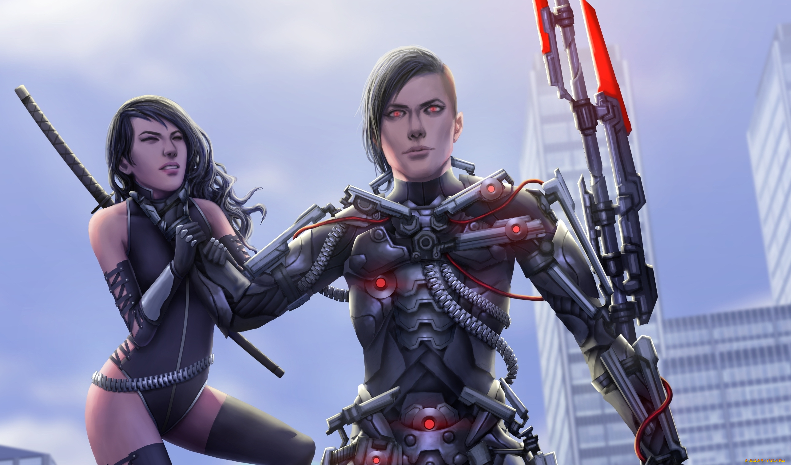 фэнтези, роботы, , киборги, , механизмы, cyberpunk, cyborg, душит, девушка