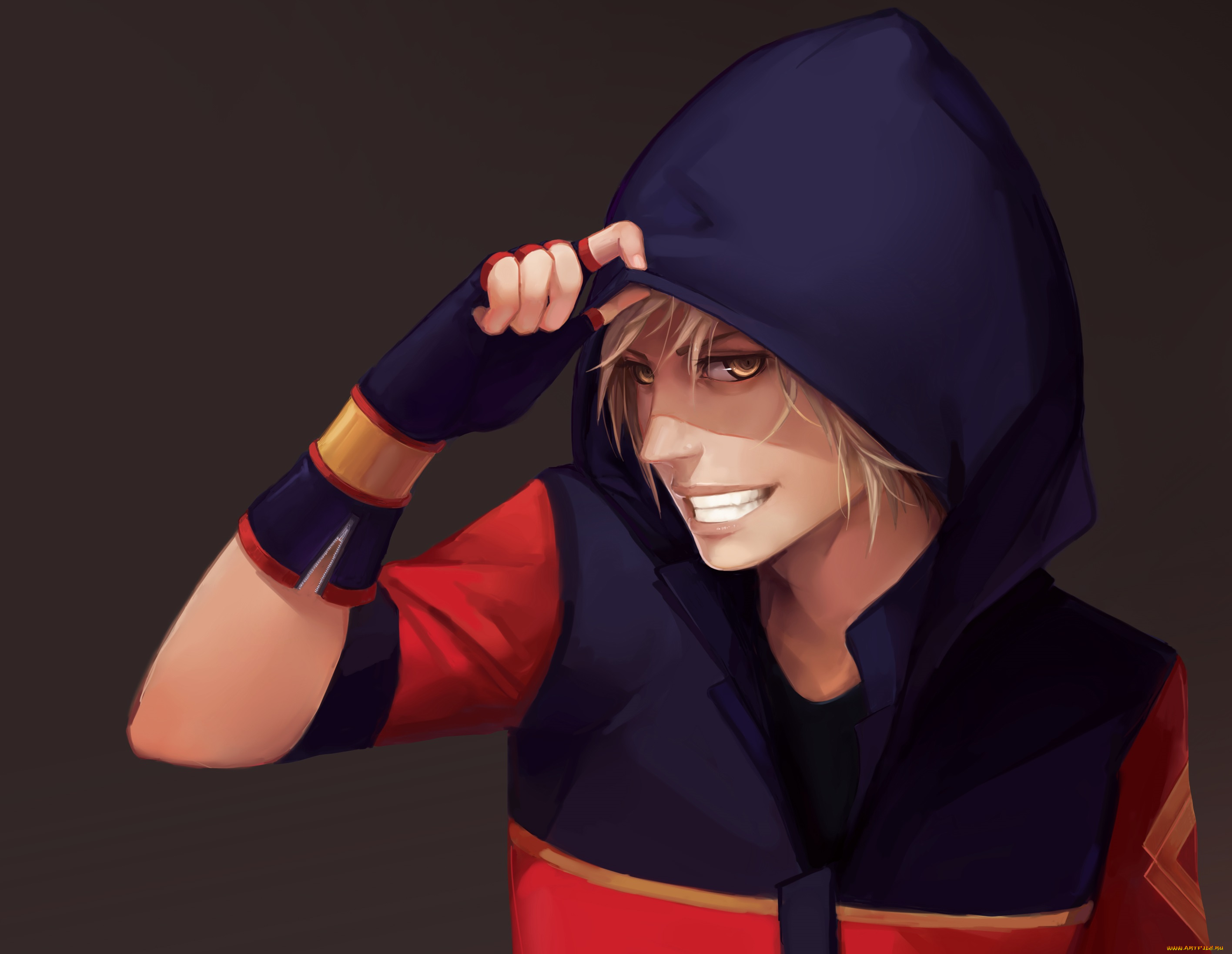 разное, арты, улыбка, капюшон, арт, парень