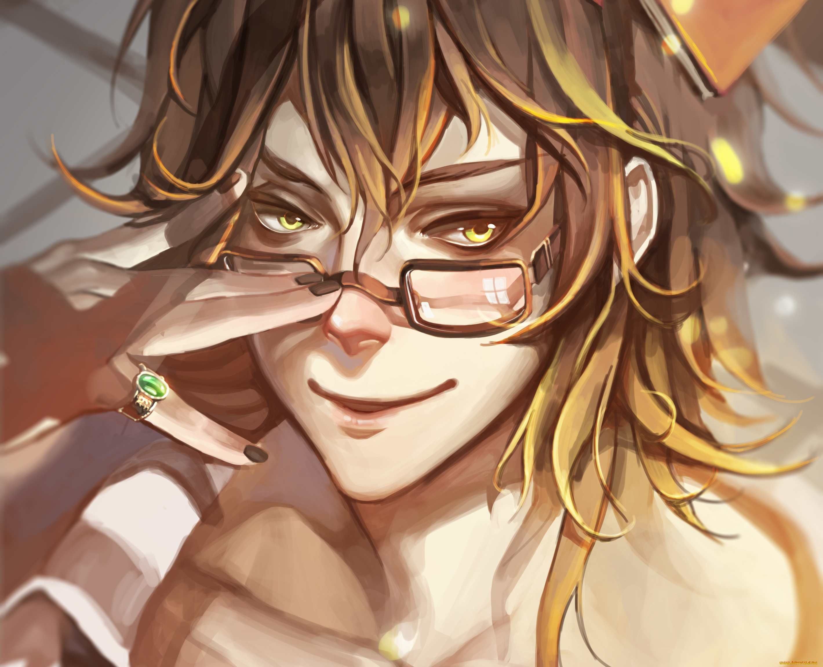 разное, арты, взгляд, улыбка, очки, арт, парень