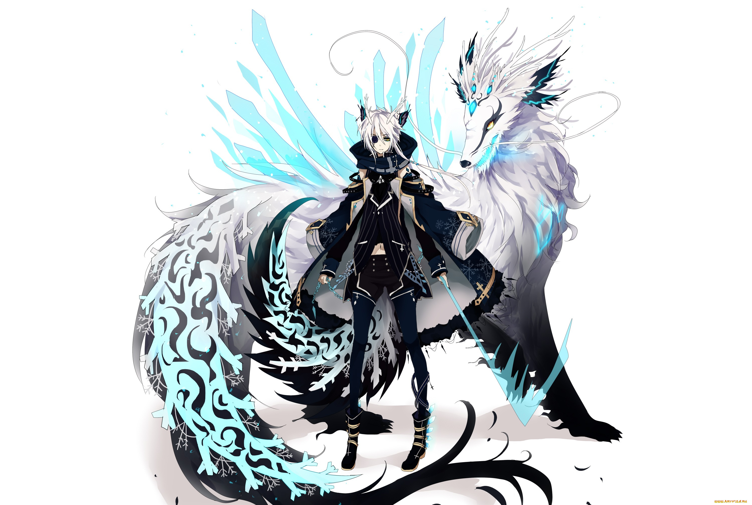 аниме, животные, , существа, зверь, парень, арт