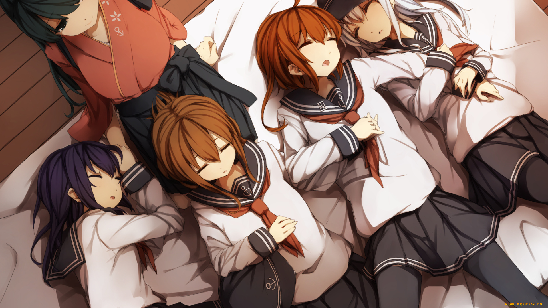 аниме, kantai, collection, фон, взгляд, девушки