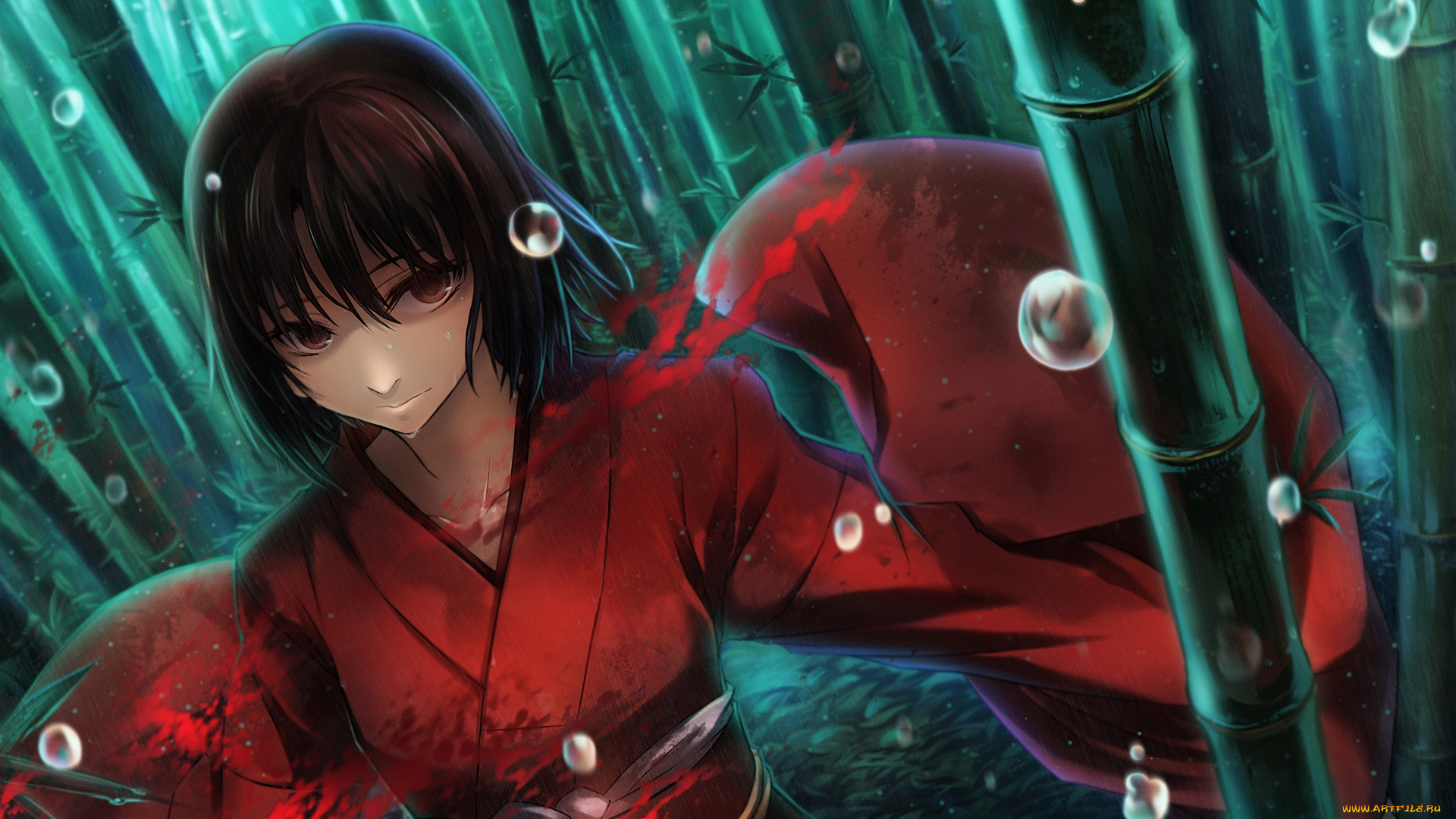 аниме, kara, no, kyokai, фон, взгляд, девушка