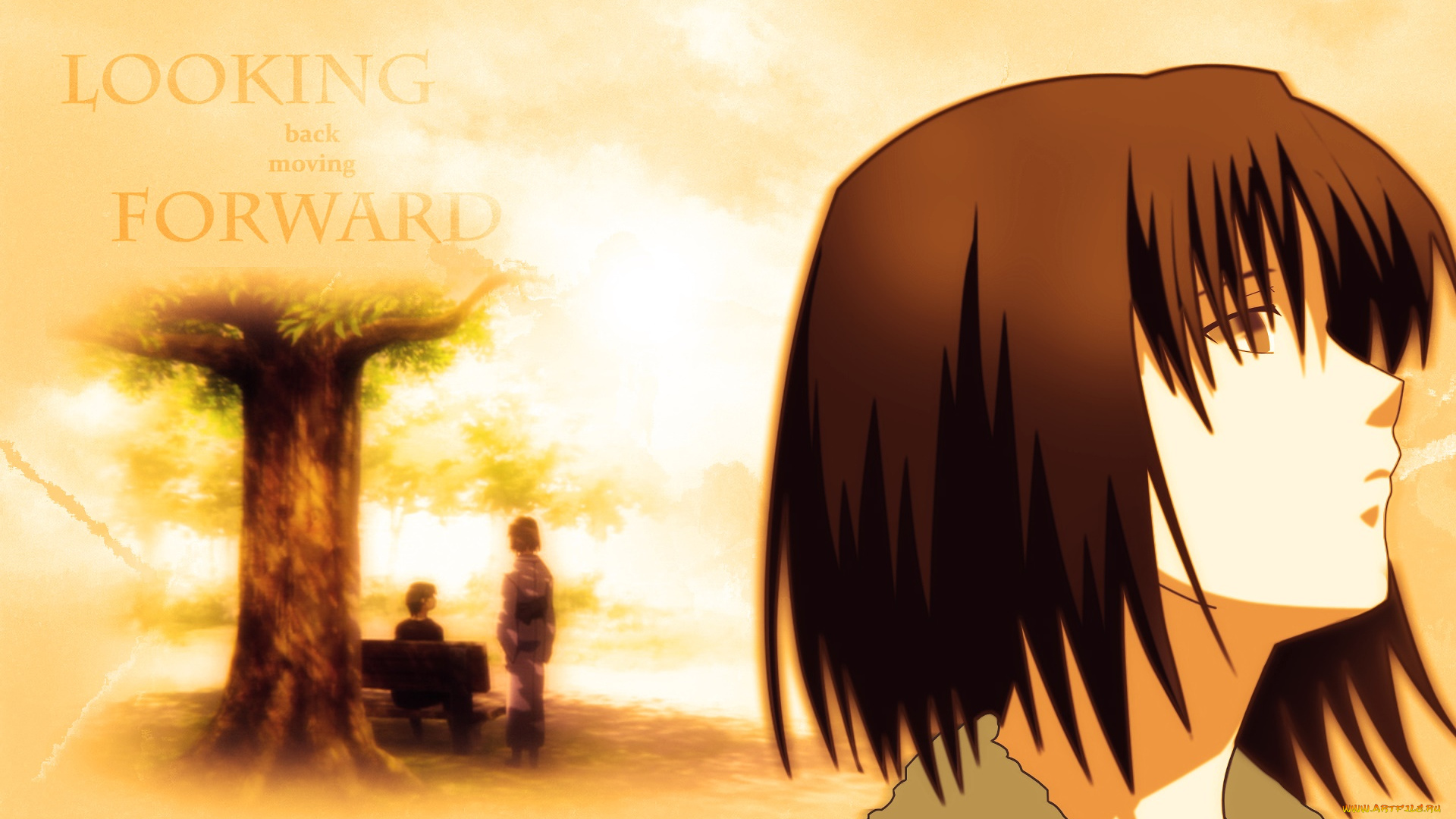 аниме, kara, no, kyokai, фон, взгляд, девушка