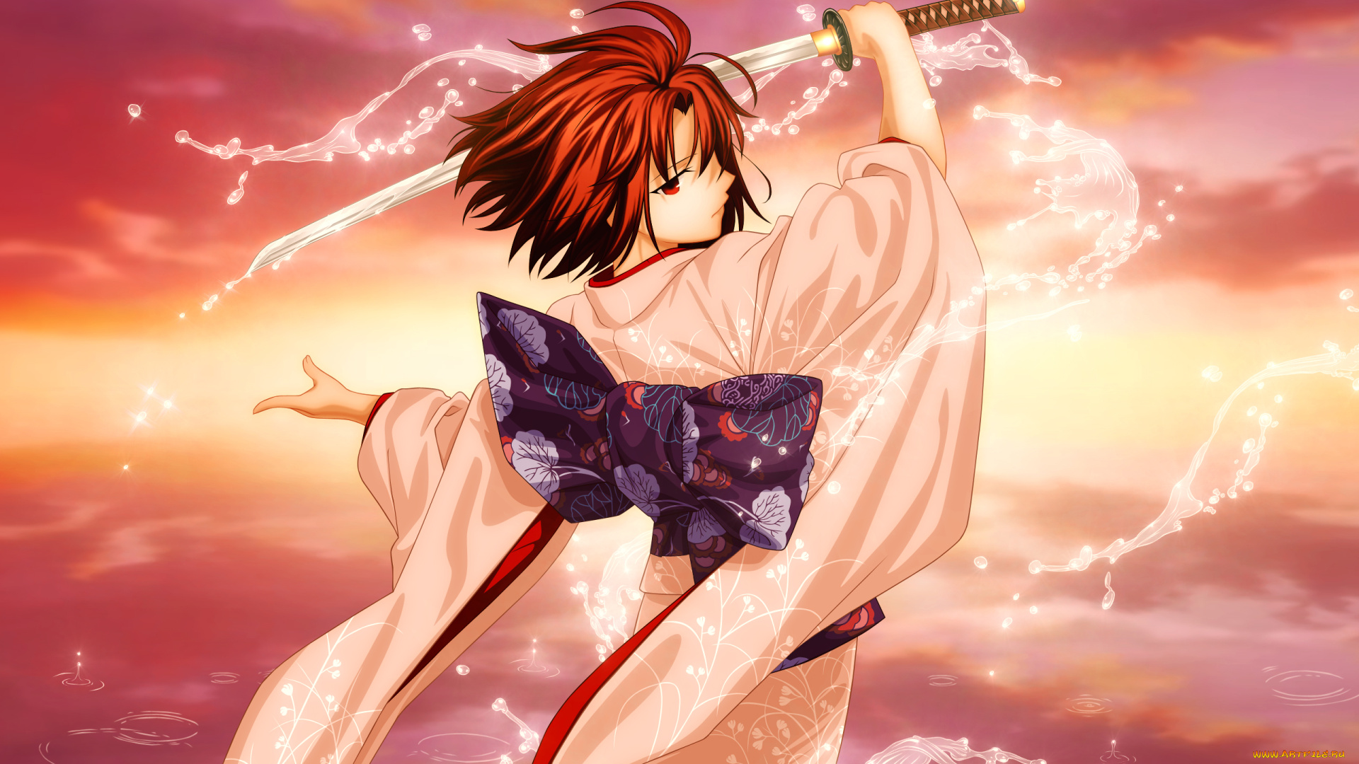 аниме, kara, no, kyokai, фон, взгляд, девушка