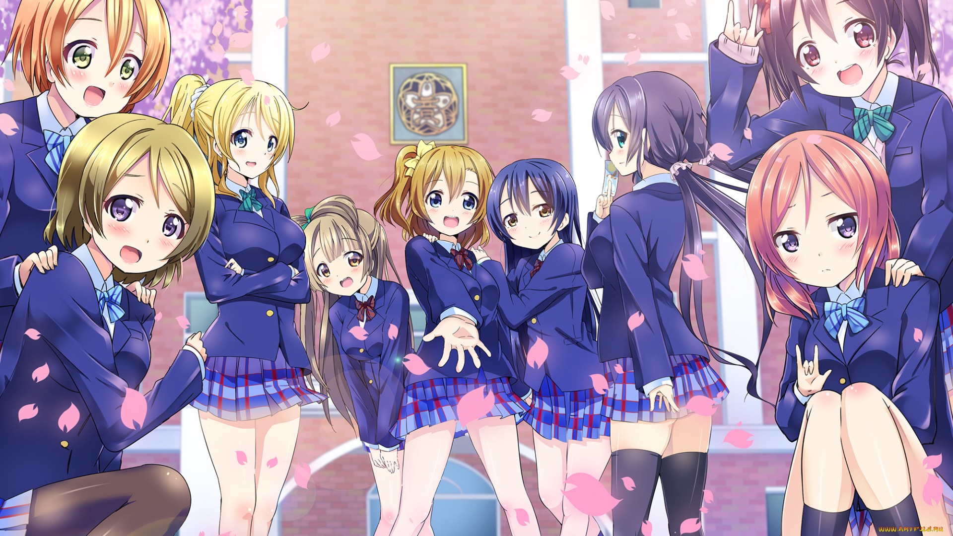 аниме, love, live, , school, idol, project, фон, взгляд, девушки