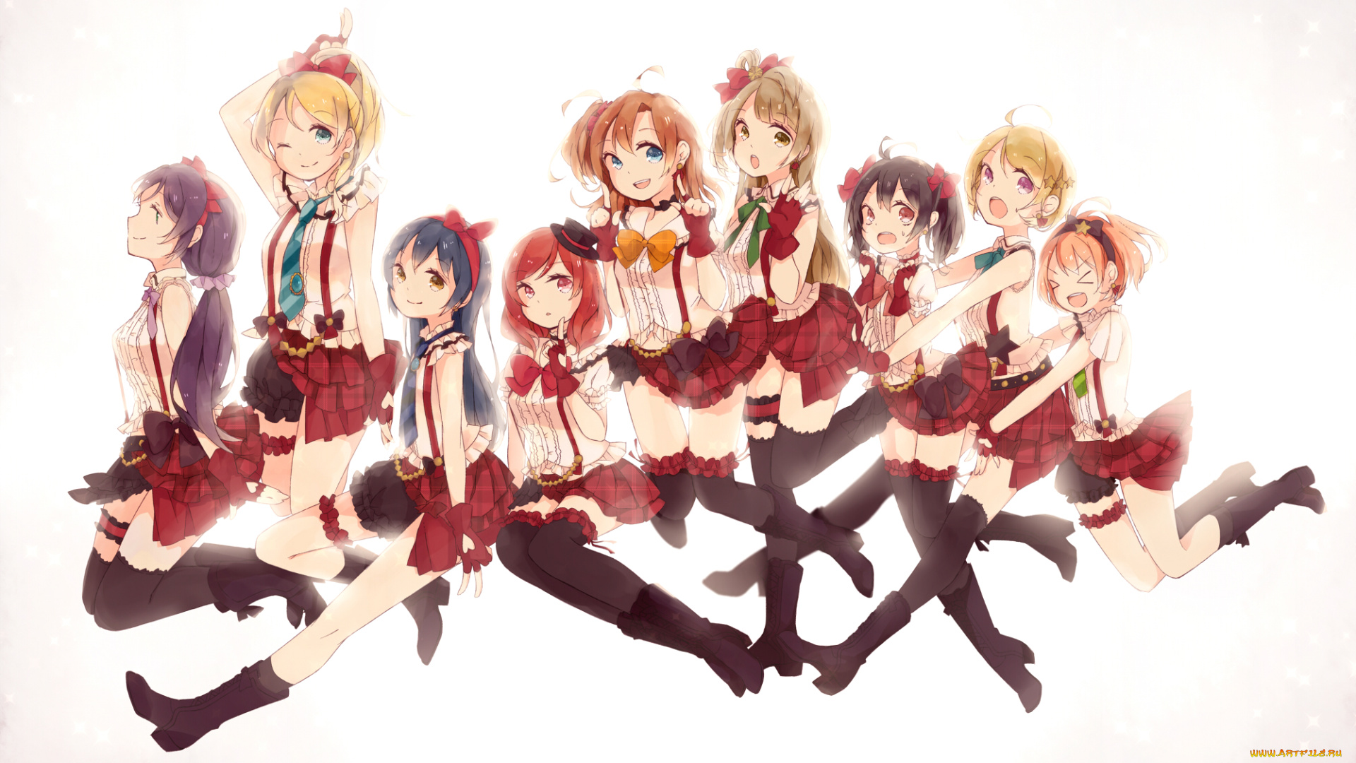 аниме, love, live, , school, idol, project, взгляд, фон, девушки