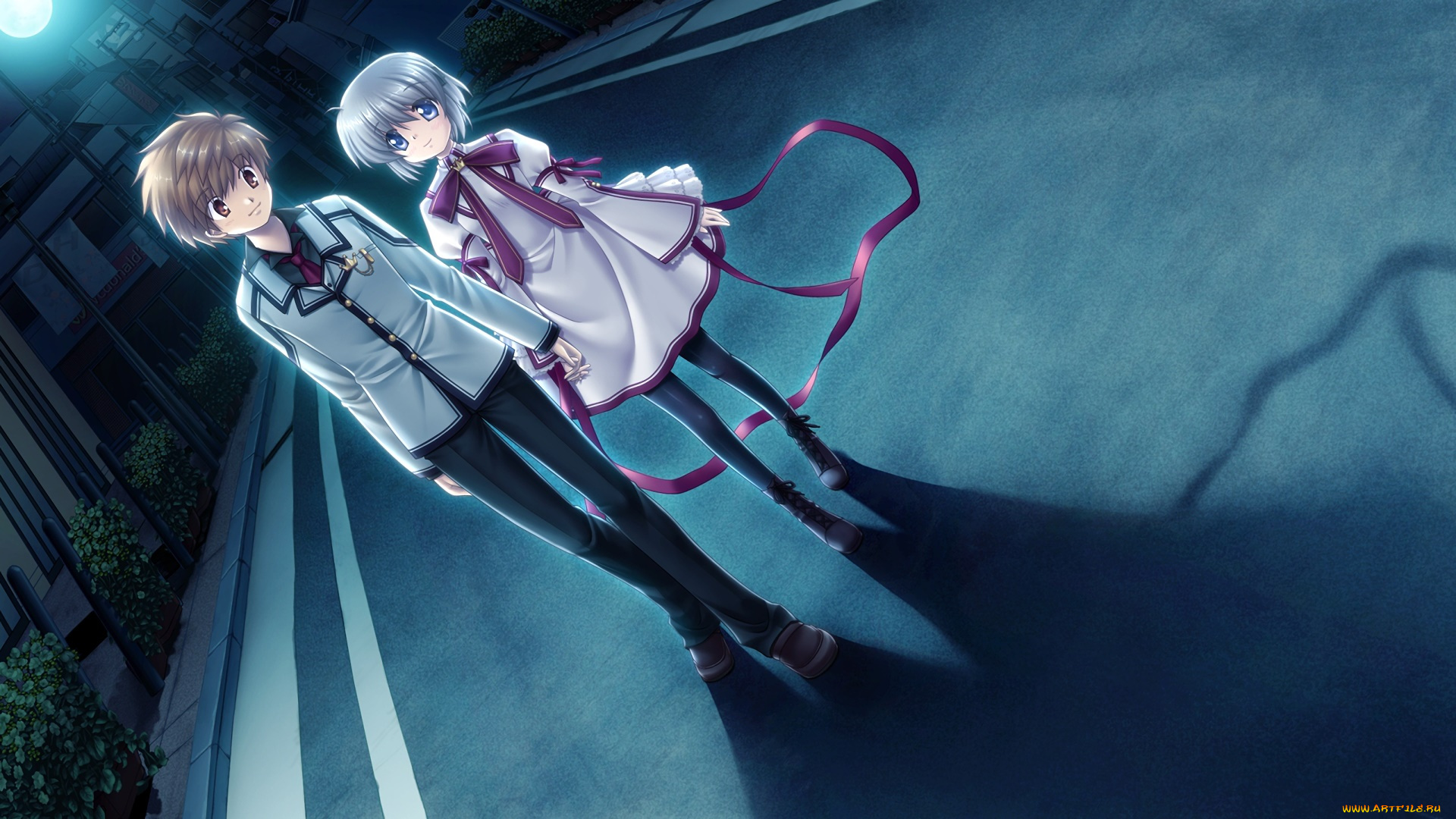 аниме, rewrite, девушка, взгляд, фон