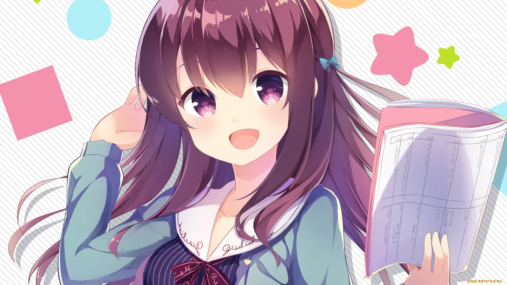 аниме, unknown, , другое, взгляд, девушка, фон