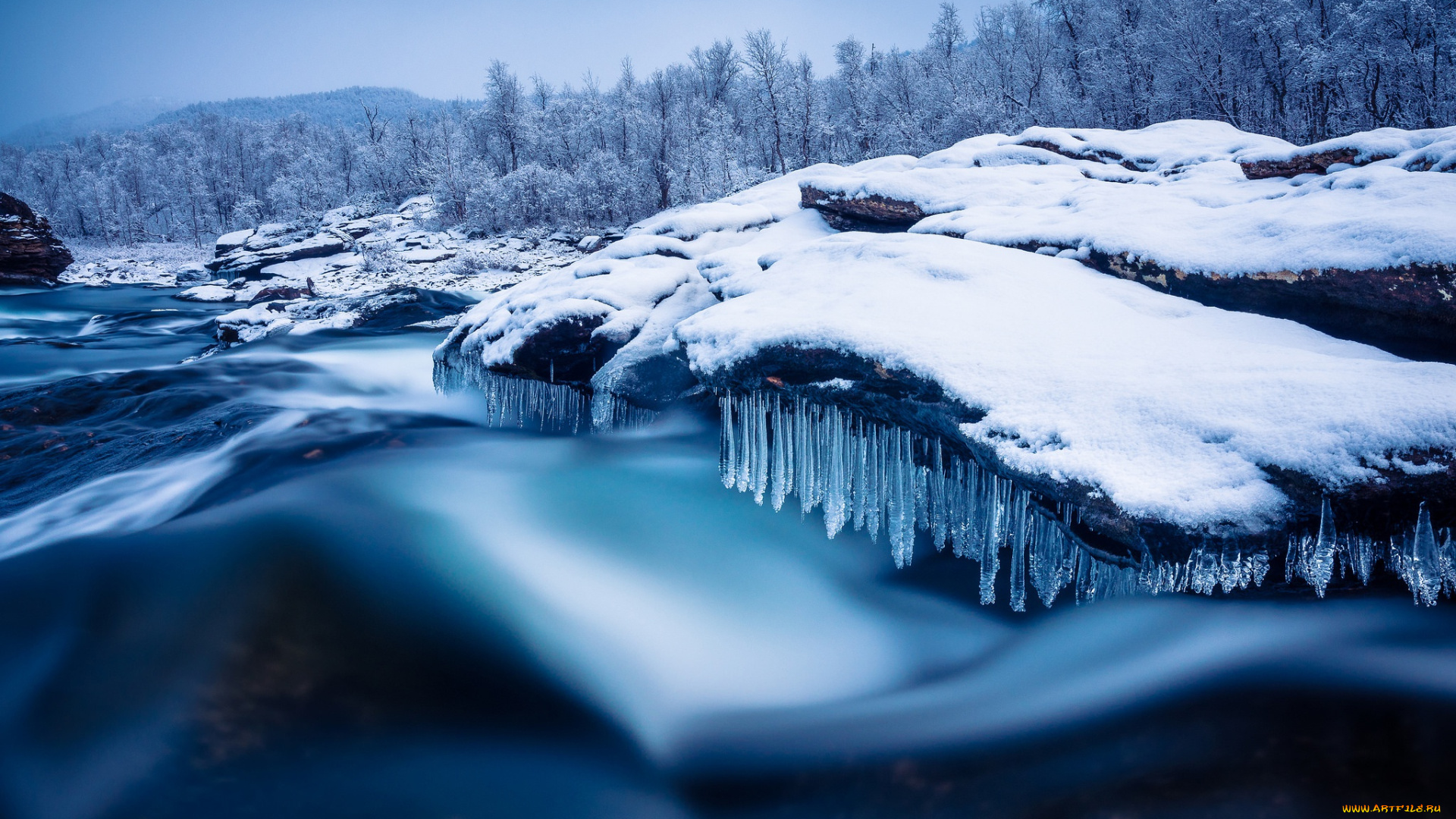 природа, реки, озера, лес, снег, река