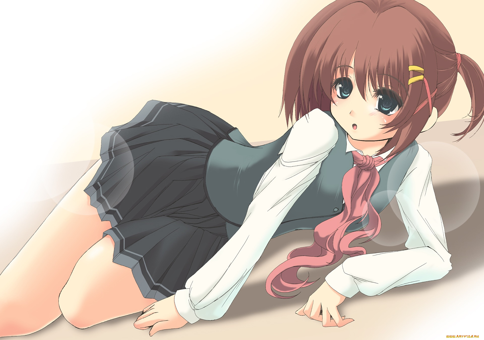 аниме, mahou, shoujo, lyrical, nanoha, взгляд, девушка, фон