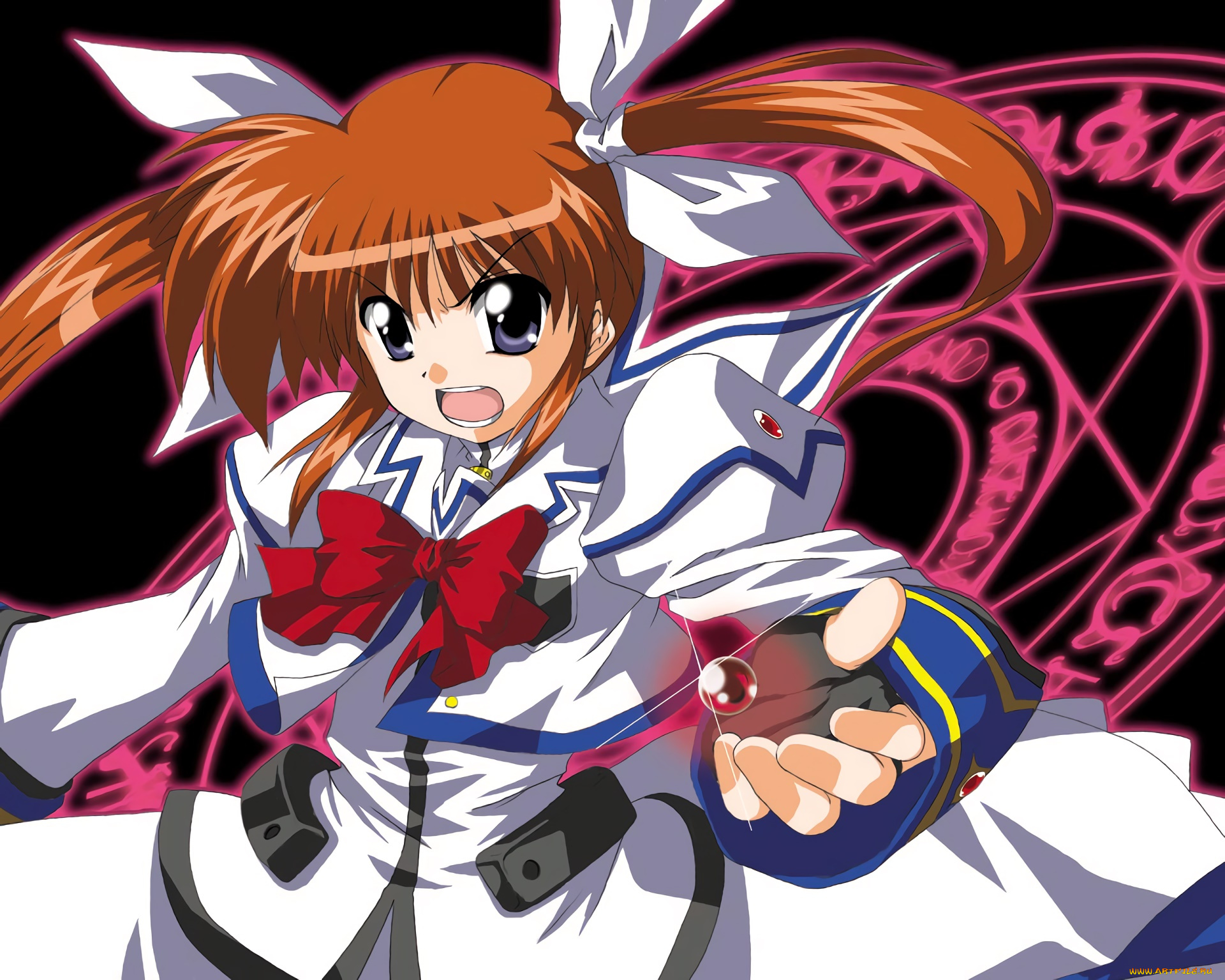 аниме, mahou, shoujo, lyrical, nanoha, фон, взгляд, девушки
