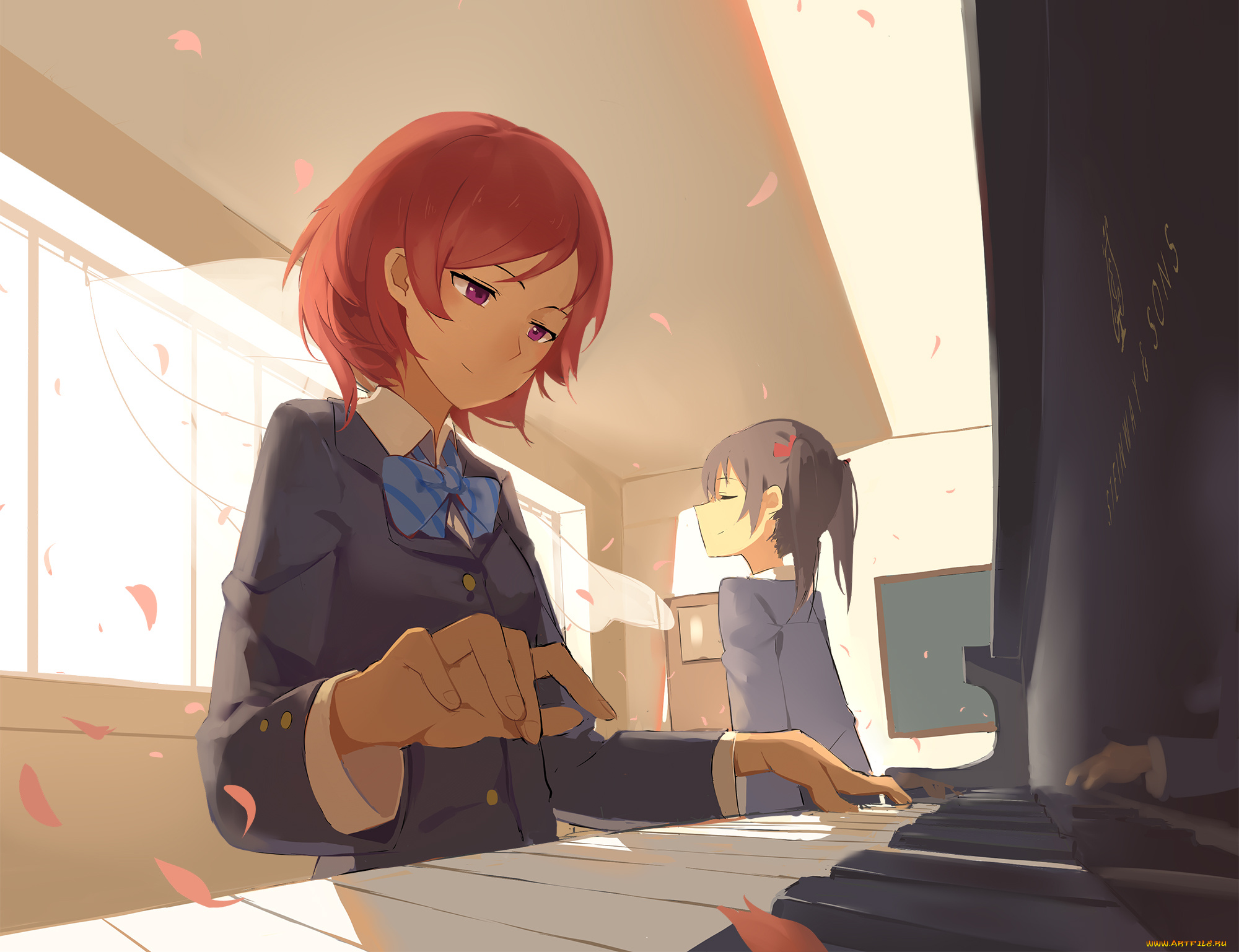 аниме, love, live, , school, idol, project, фон, взгляд, девушка