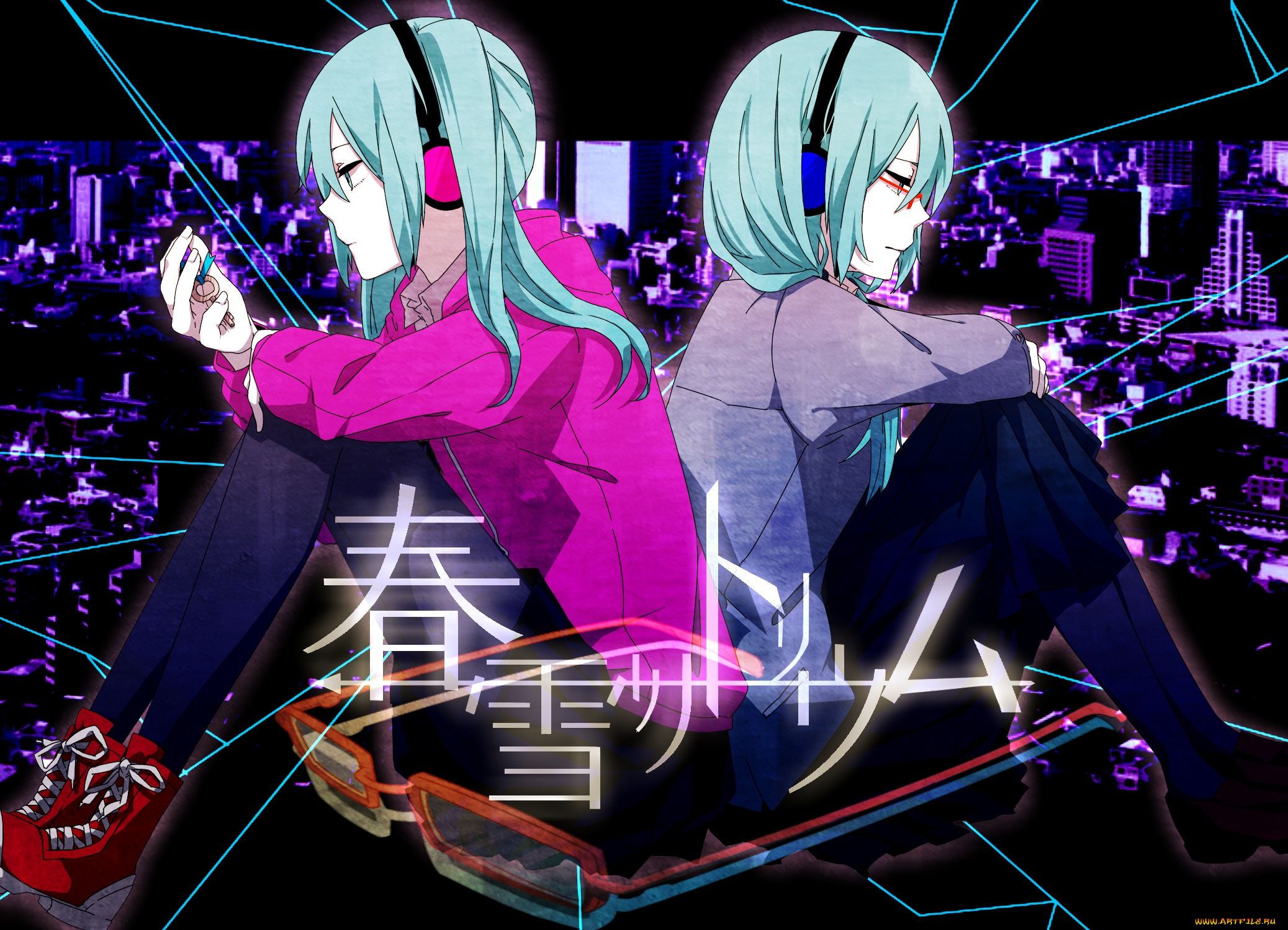 аниме, vocaloid, фон, взгляд, девушки