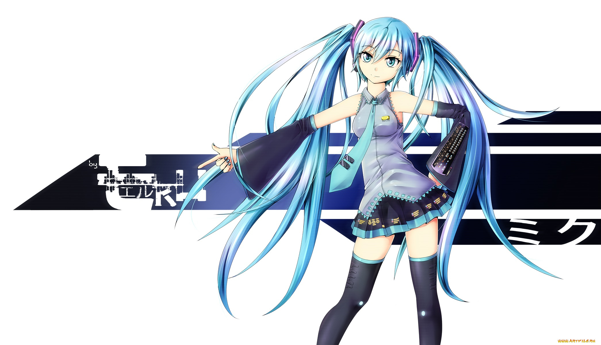 аниме, vocaloid, фон, взгляд, девушка