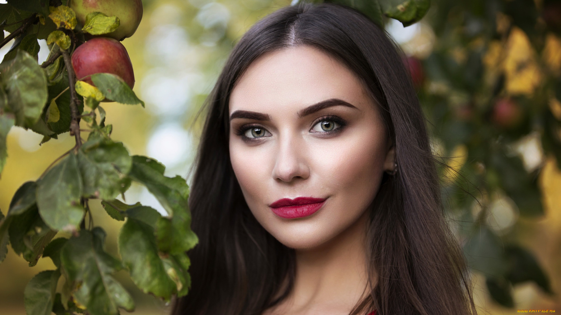девушки, -unsort, , лица, , портреты, яблоки, девушка, anastasia