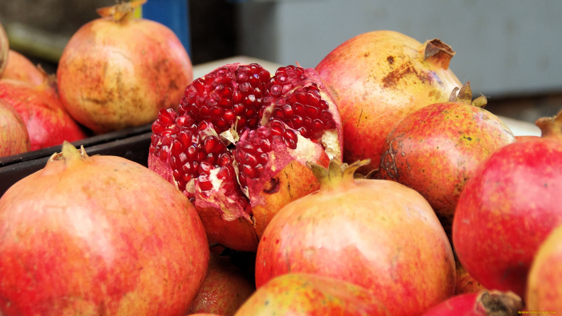 еда, гранат, зерна, гранаты, много