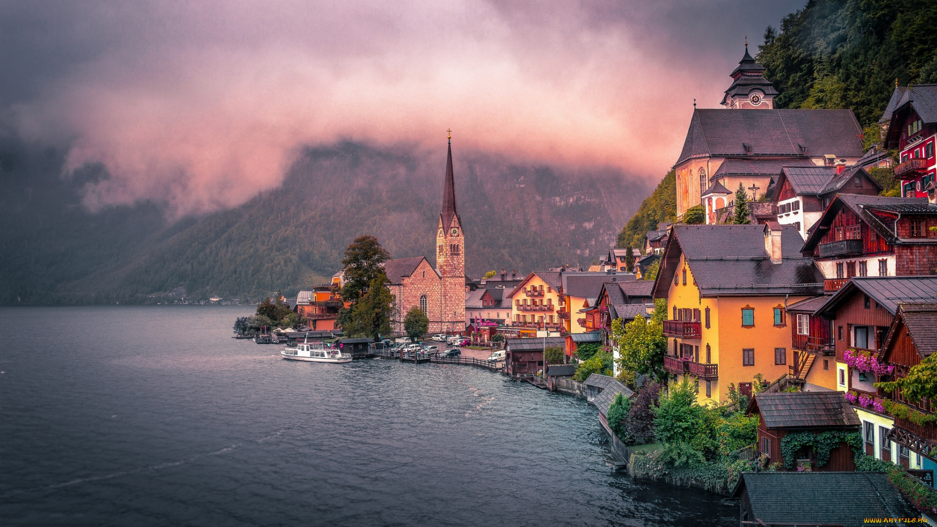 hallstatt, , , austria, города, гальштат, , австрия, городок, горы, озеро