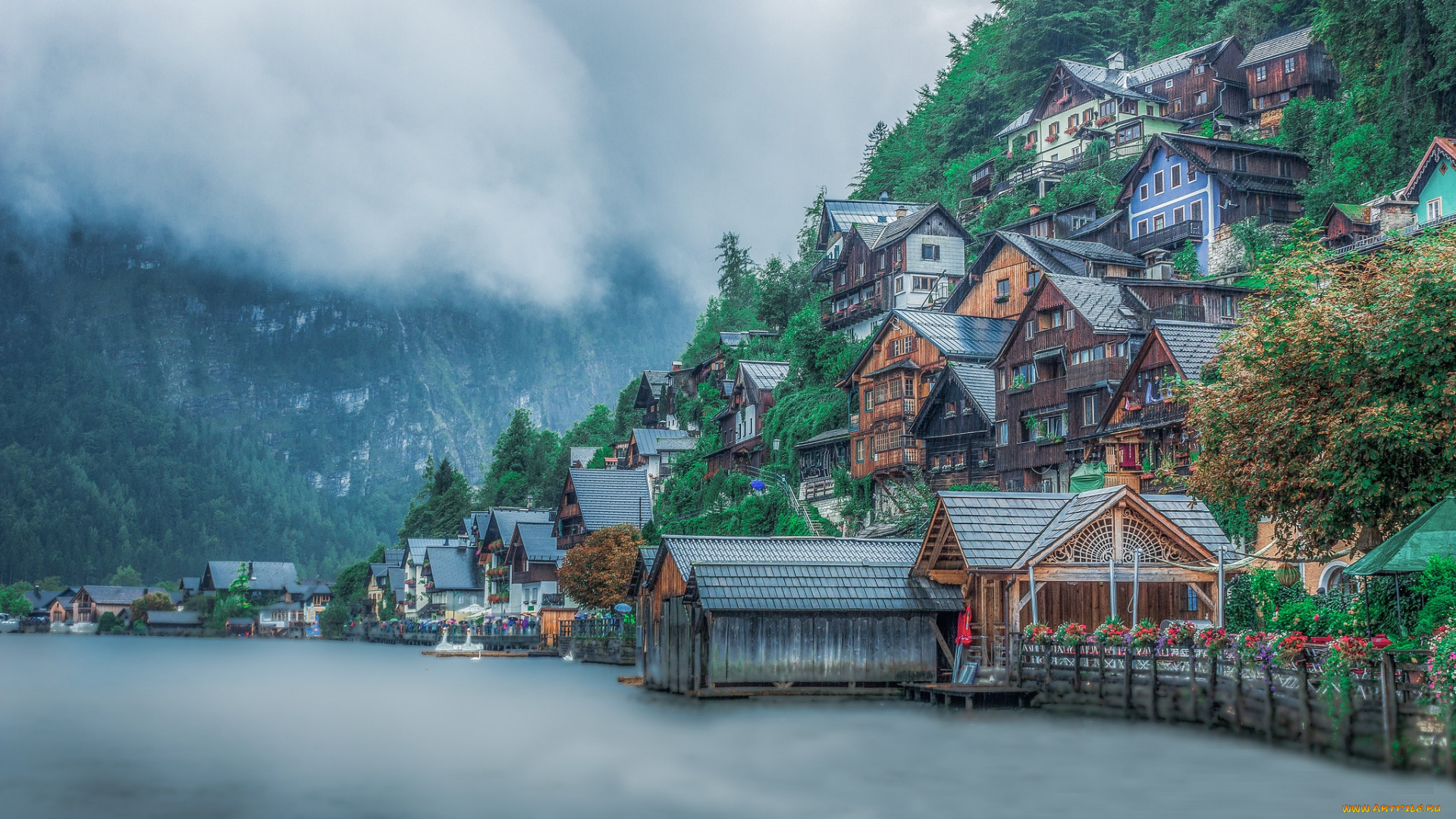 hallstatt, , , austria, города, гальштат, , австрия, городок, горы, озеро