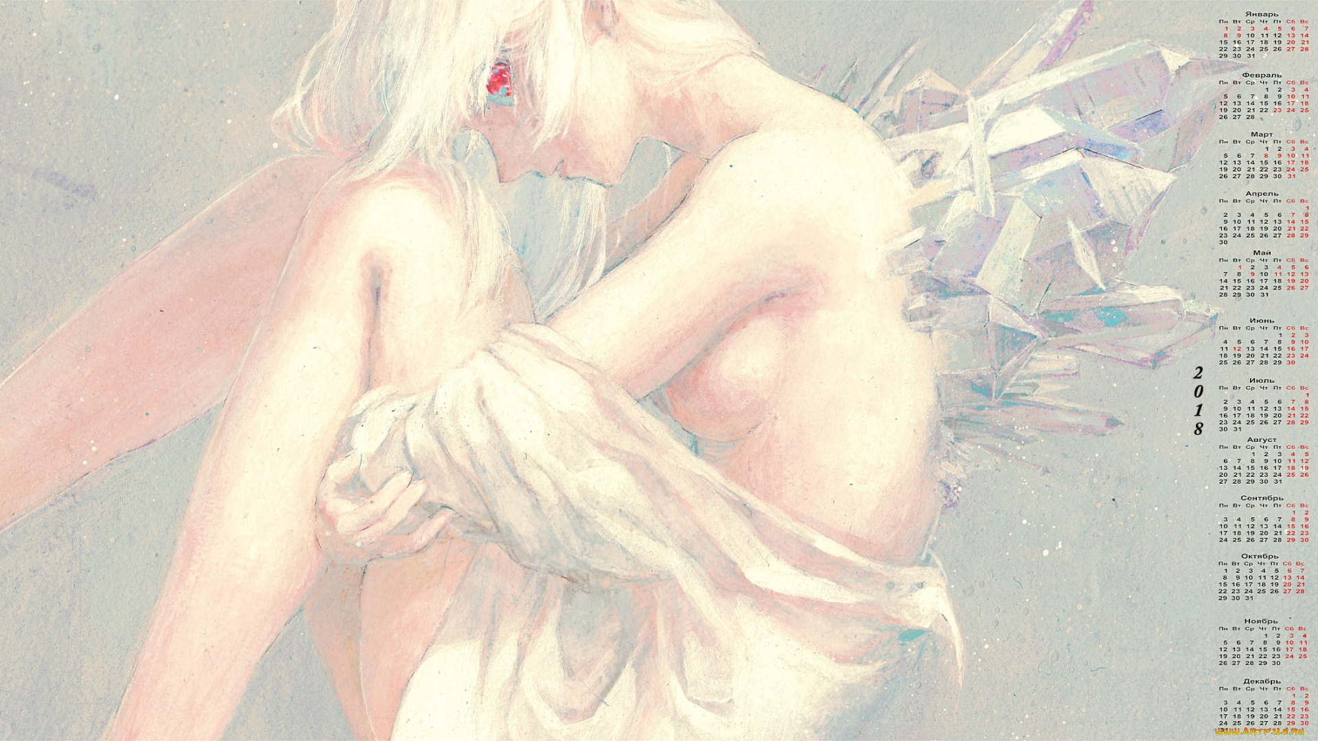 календари, рисованные, , векторная, графика, обнаженная, девушка