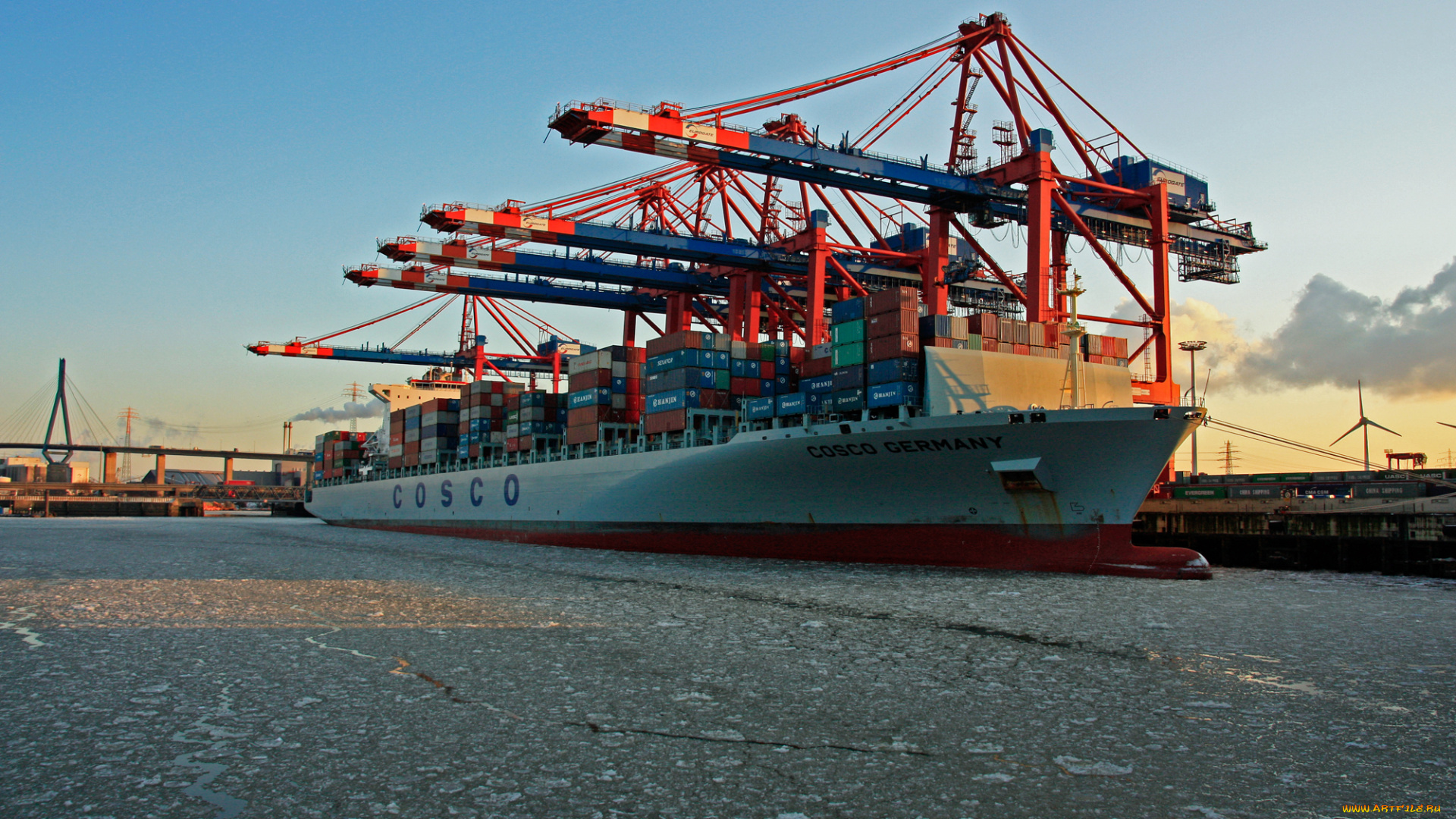 корабли, грузовые, суда, контейнеровоз
