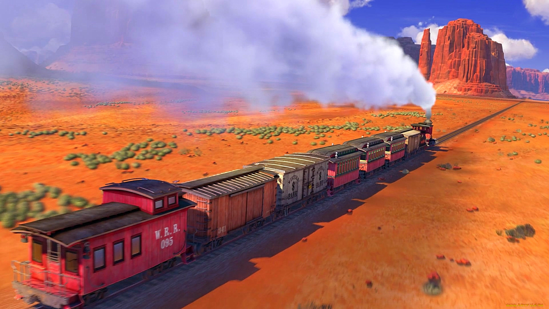 рисованное, -, другое, рельсы, природа, вагон, поезд