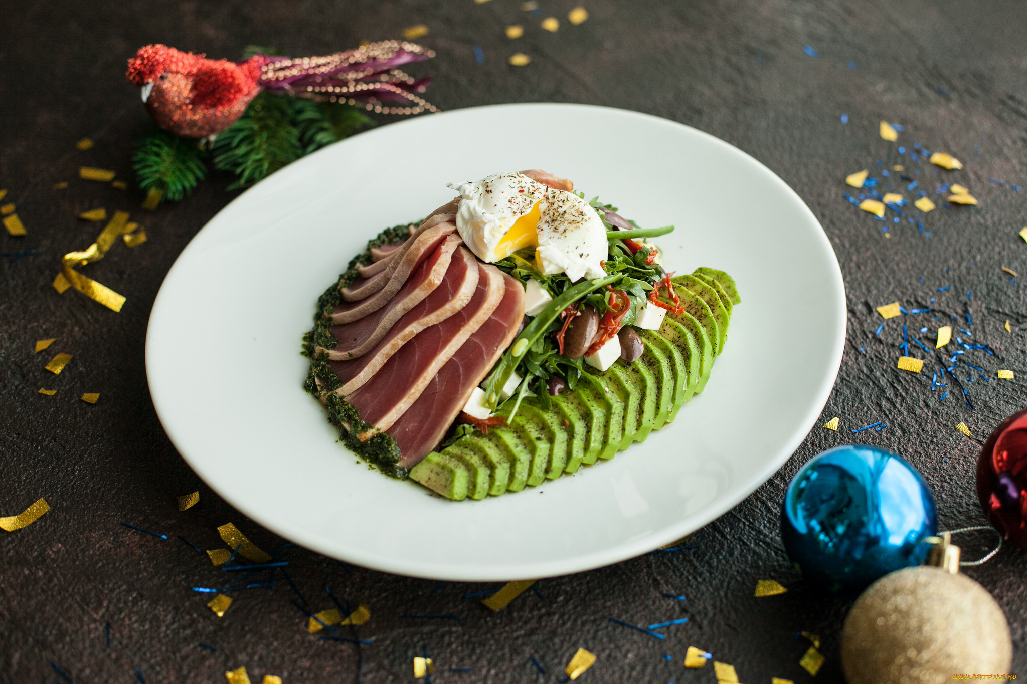 еда, мясные, блюда, мясо, яйцо, авакадо, зелень