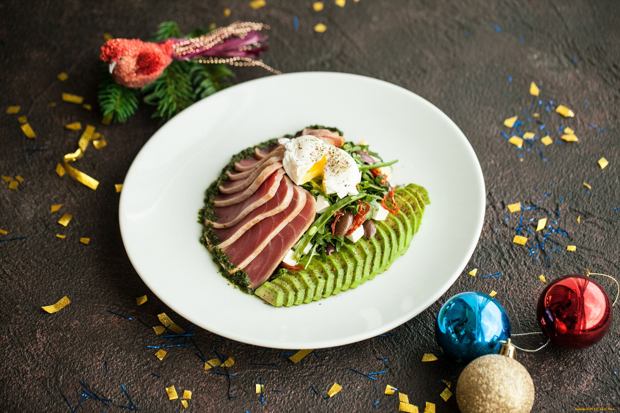 еда, мясные, блюда, мясо, зелень, авакадо, яйцо