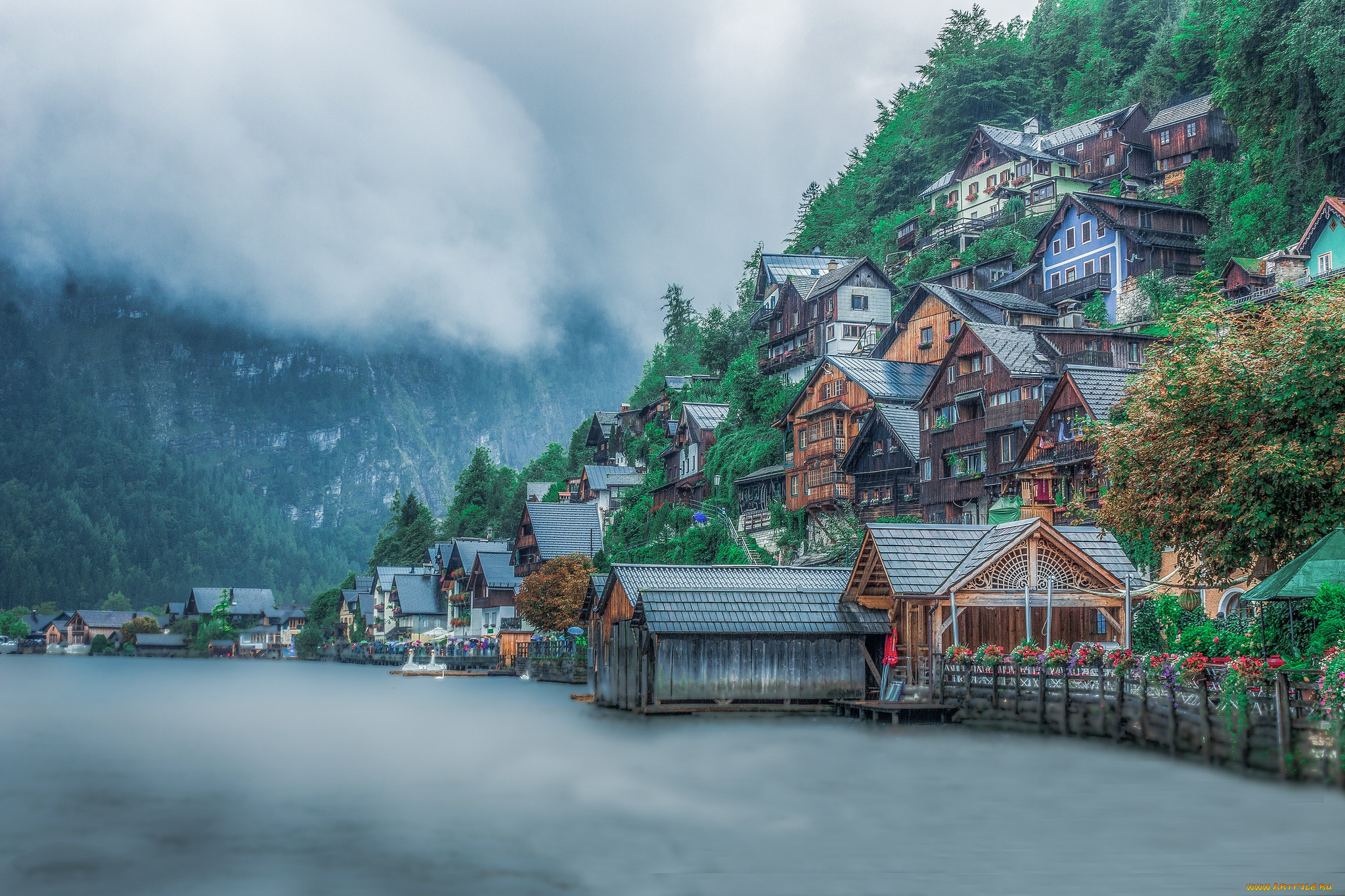 hallstatt, , , austria, города, гальштат, , австрия, городок, горы, озеро
