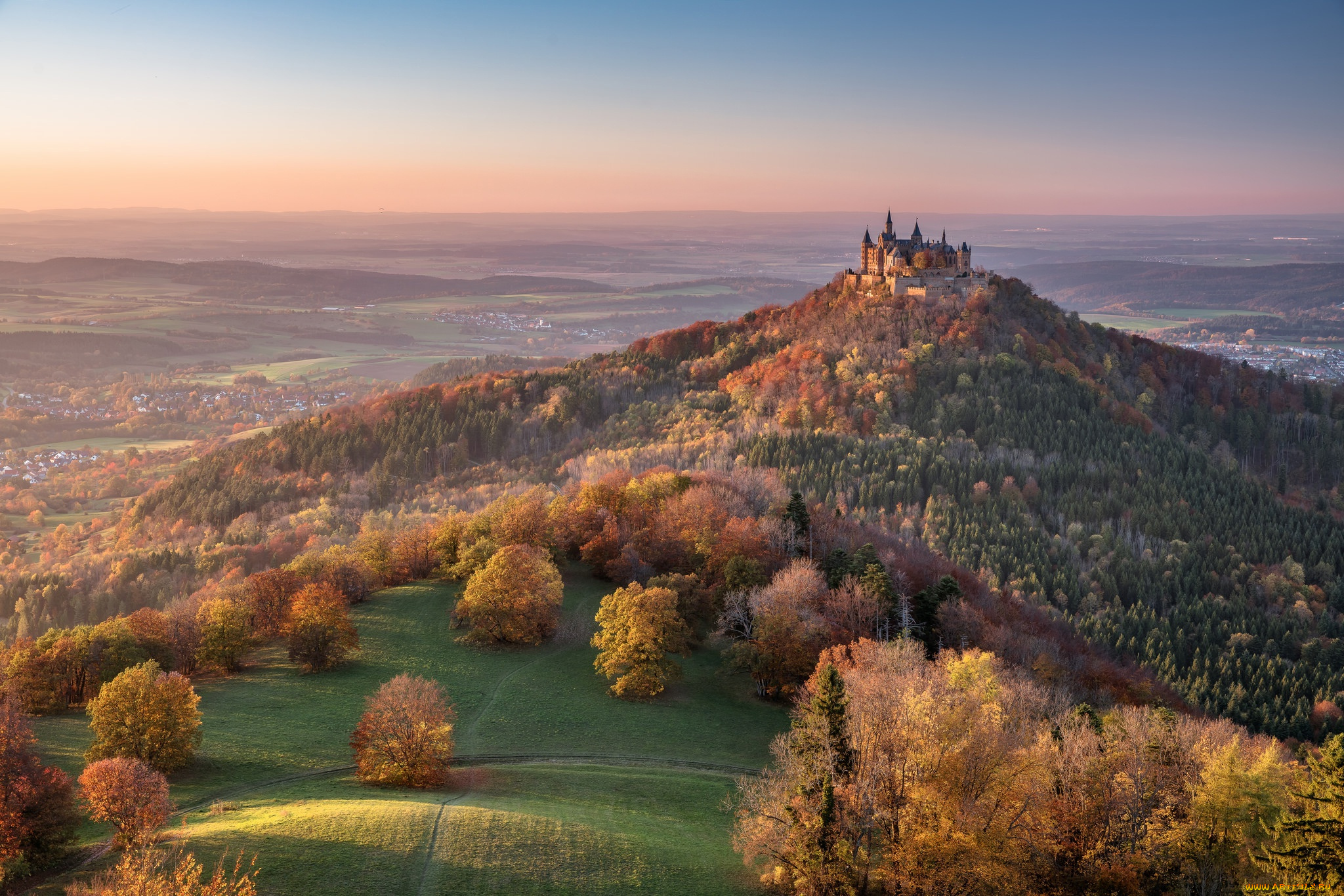 города, замки, германии, замок, germany, панорама, swabian, jura, германия, гора, mount, hohenzollern, швабский, альб, гогенцоллерн, castle, долина