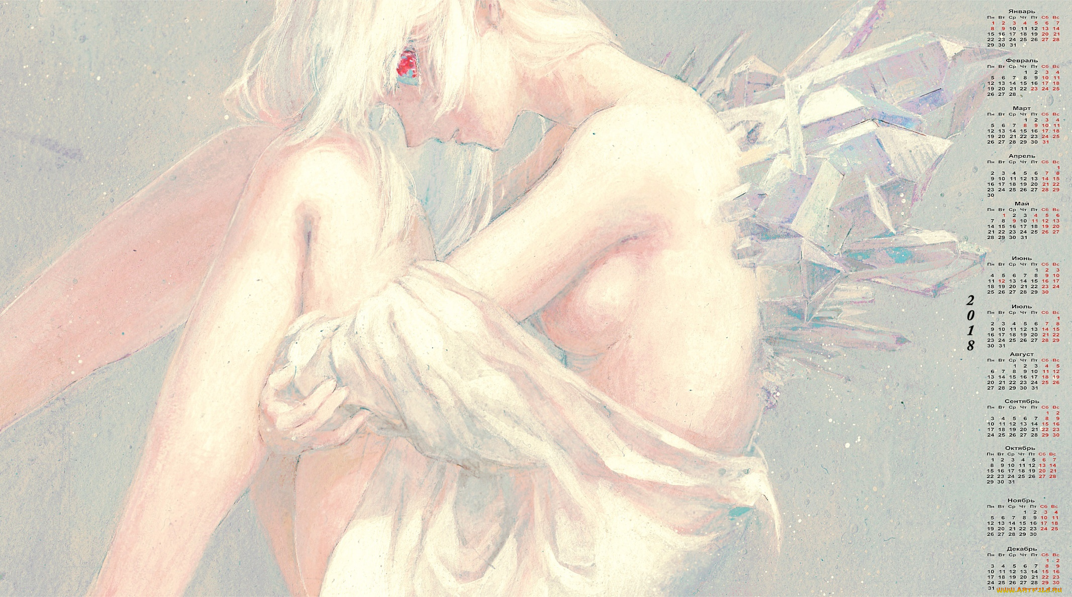 календари, рисованные, , векторная, графика, обнаженная, девушка