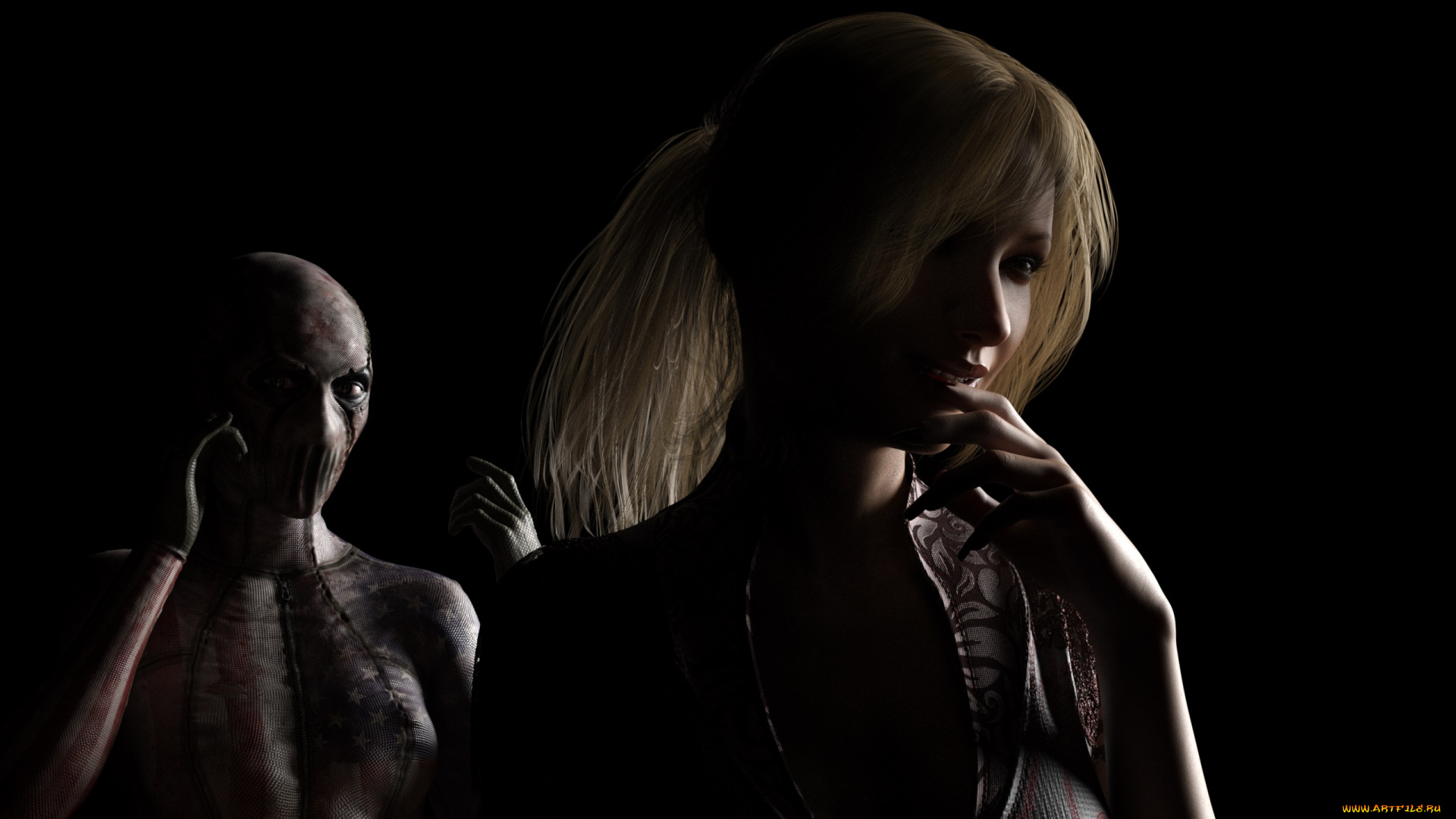 3д, графика, фантазия, , fantasy, девушка, взгляд, фон