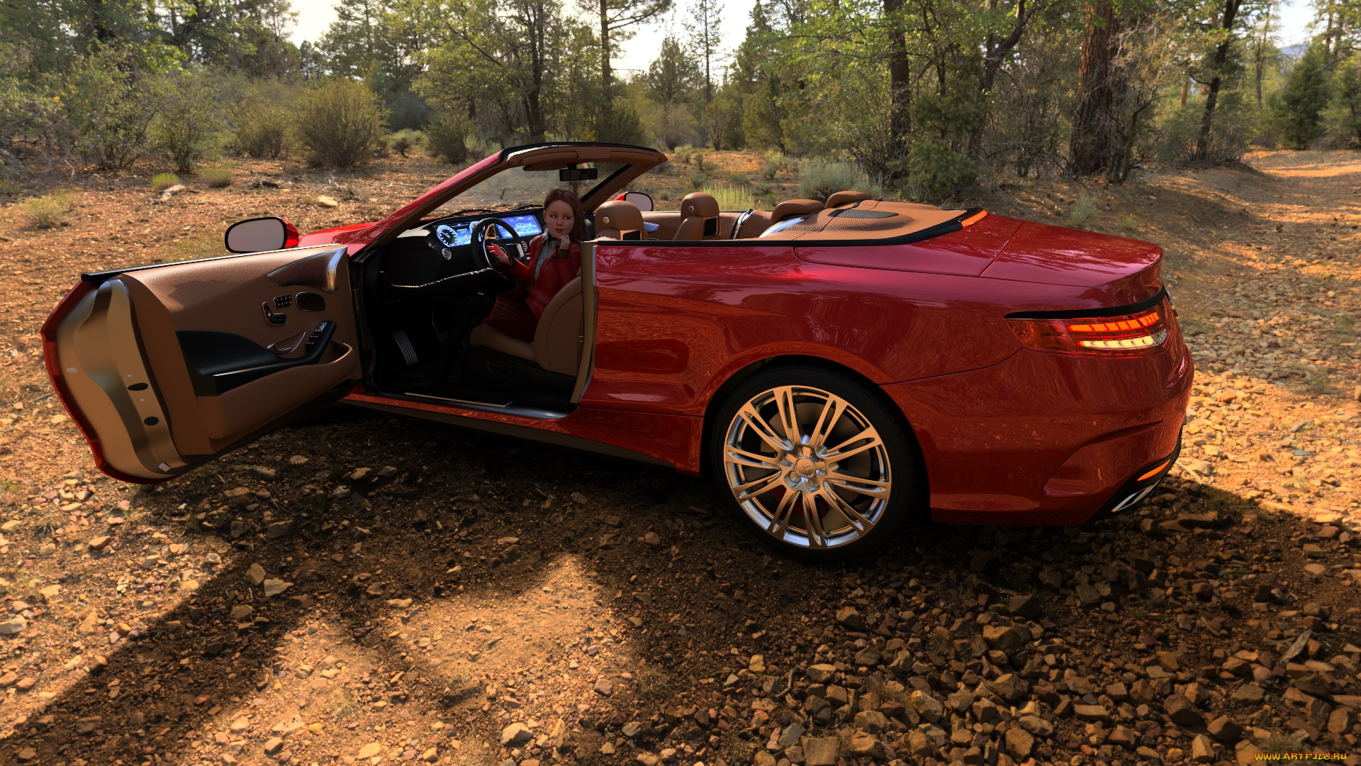 3д, графика, люди-авто, мото, , people-, car, , , moto, девушка, взгляд, фон, автомобиль