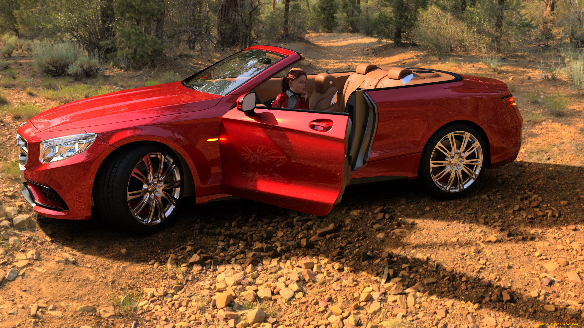 3д, графика, люди-авто, мото, , people-, car, , , moto, девушка, взгляд, фон, автомобиль