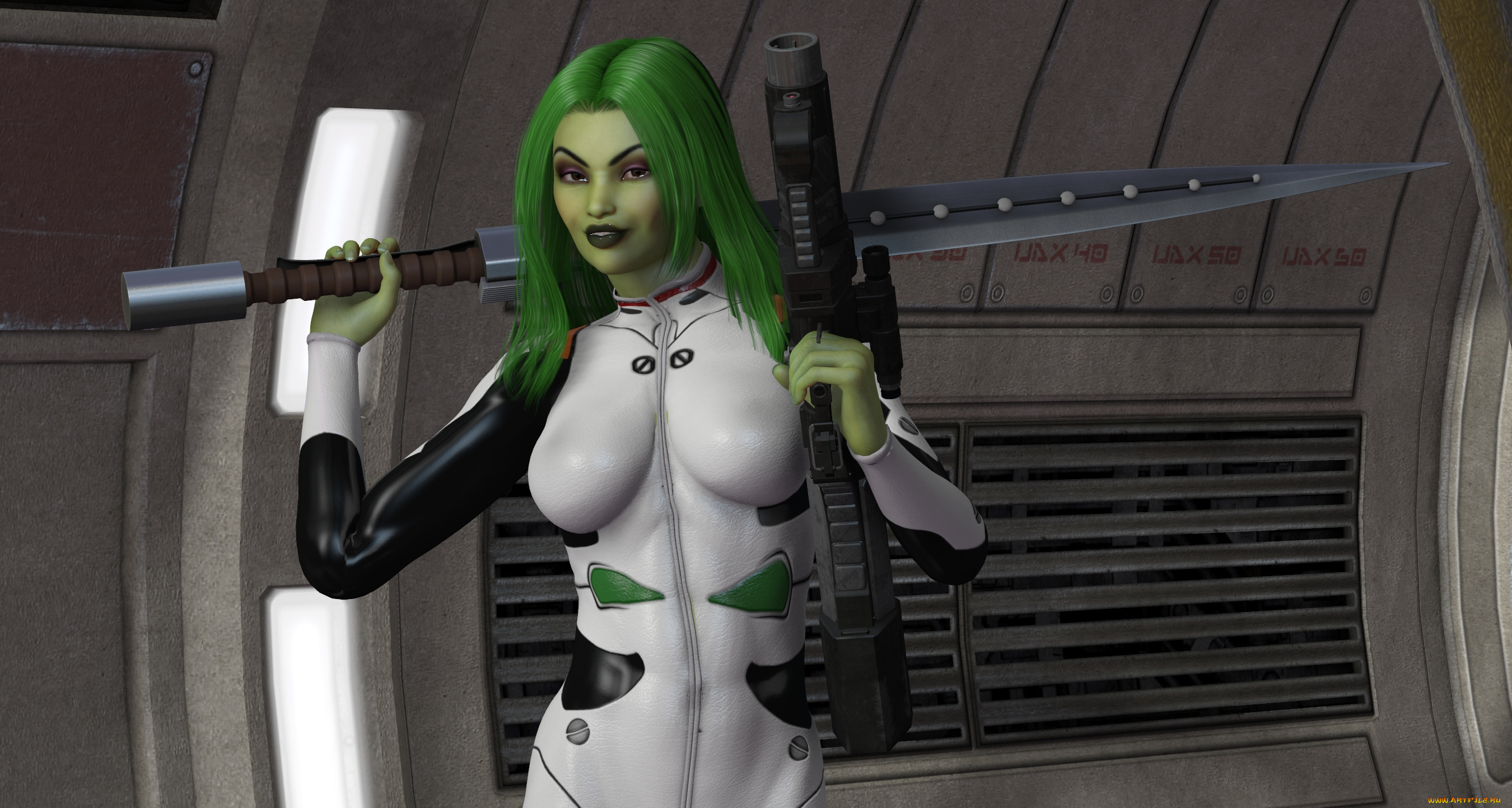 3д, графика, фантазия, , fantasy, девушка, взгляд, фон, меч