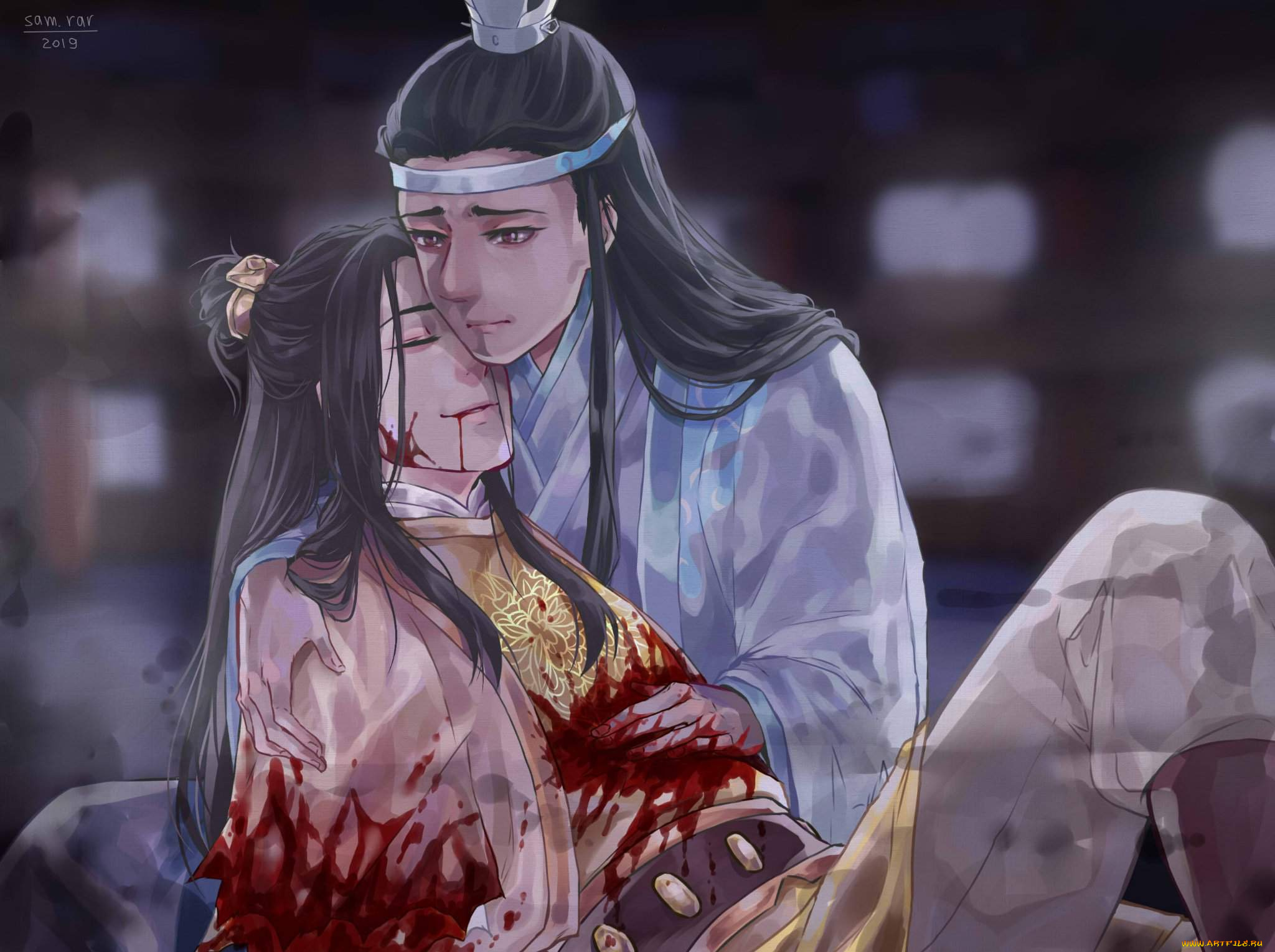 аниме, mo, dao, zu, shi, печаль, рана