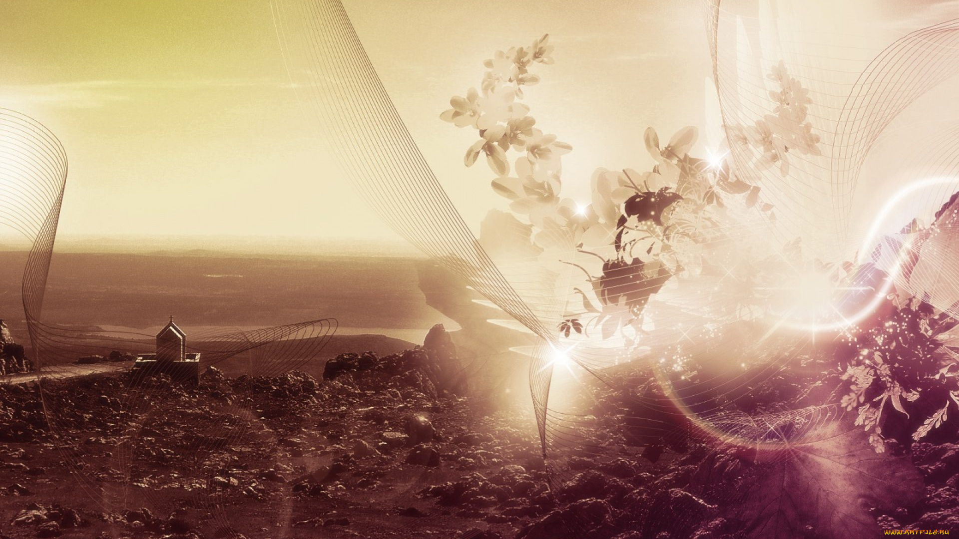 разное, компьютерный, дизайн, часовня, камни