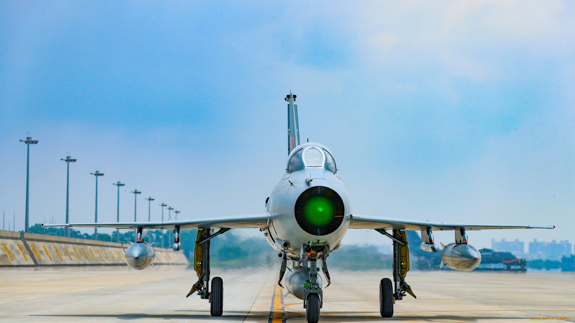 авиация, боевые, самолёты, военная, машина, облака, вид, спереди, аэродром, китайский, многоцелевой, истребитель, chengdu, j7