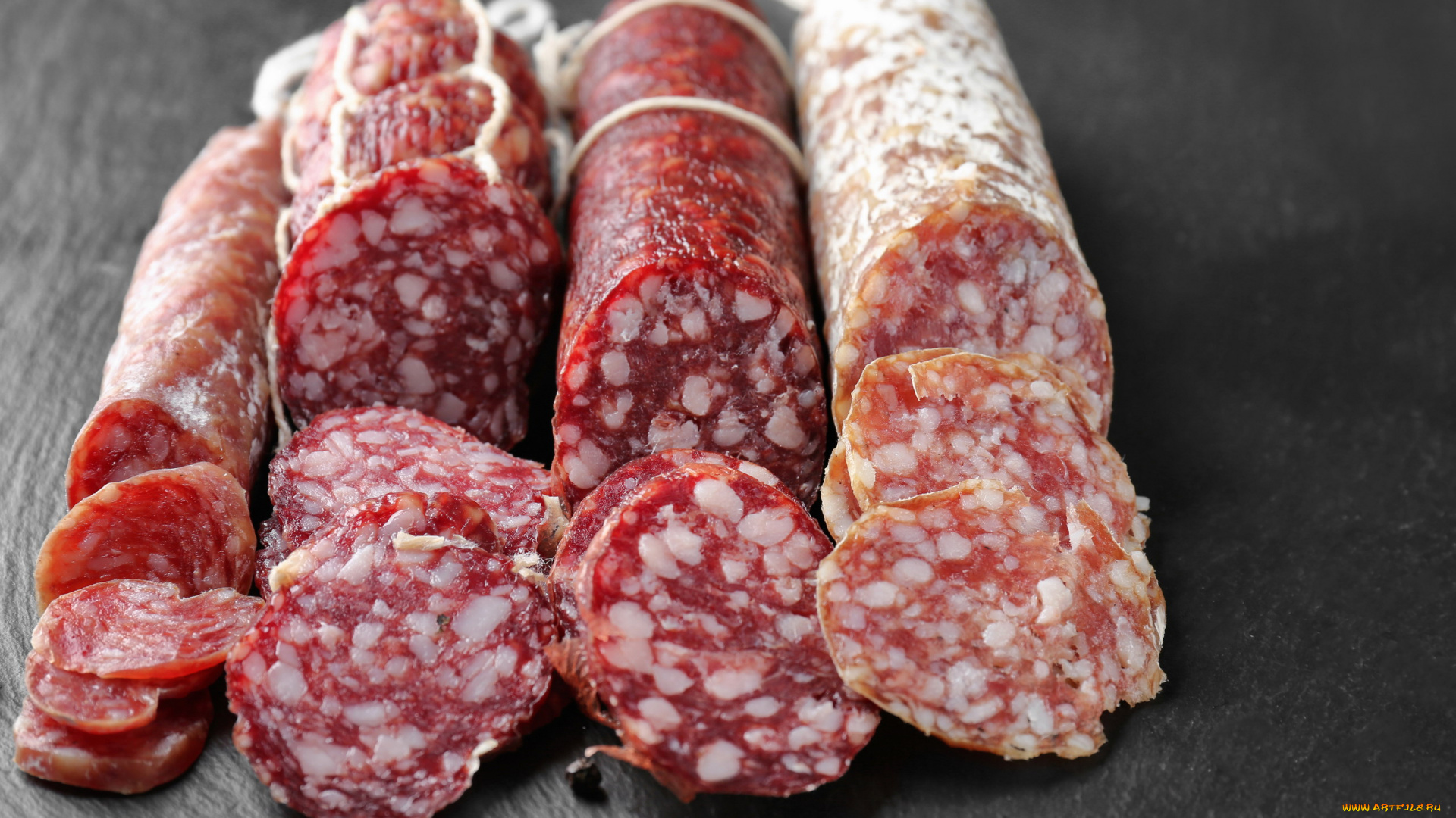 еда, колбасные, изделия, копченая, колбаса, нарезка, ассорти