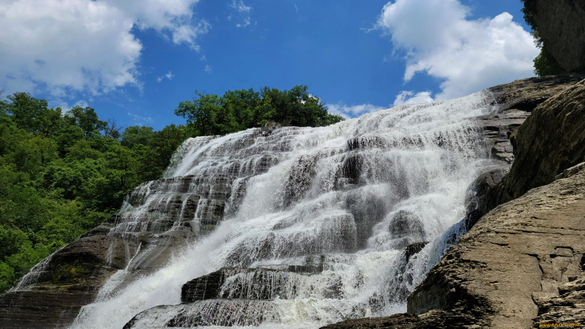 ithaca, falls, new, york, природа, водопады, ithaca, falls, new, york