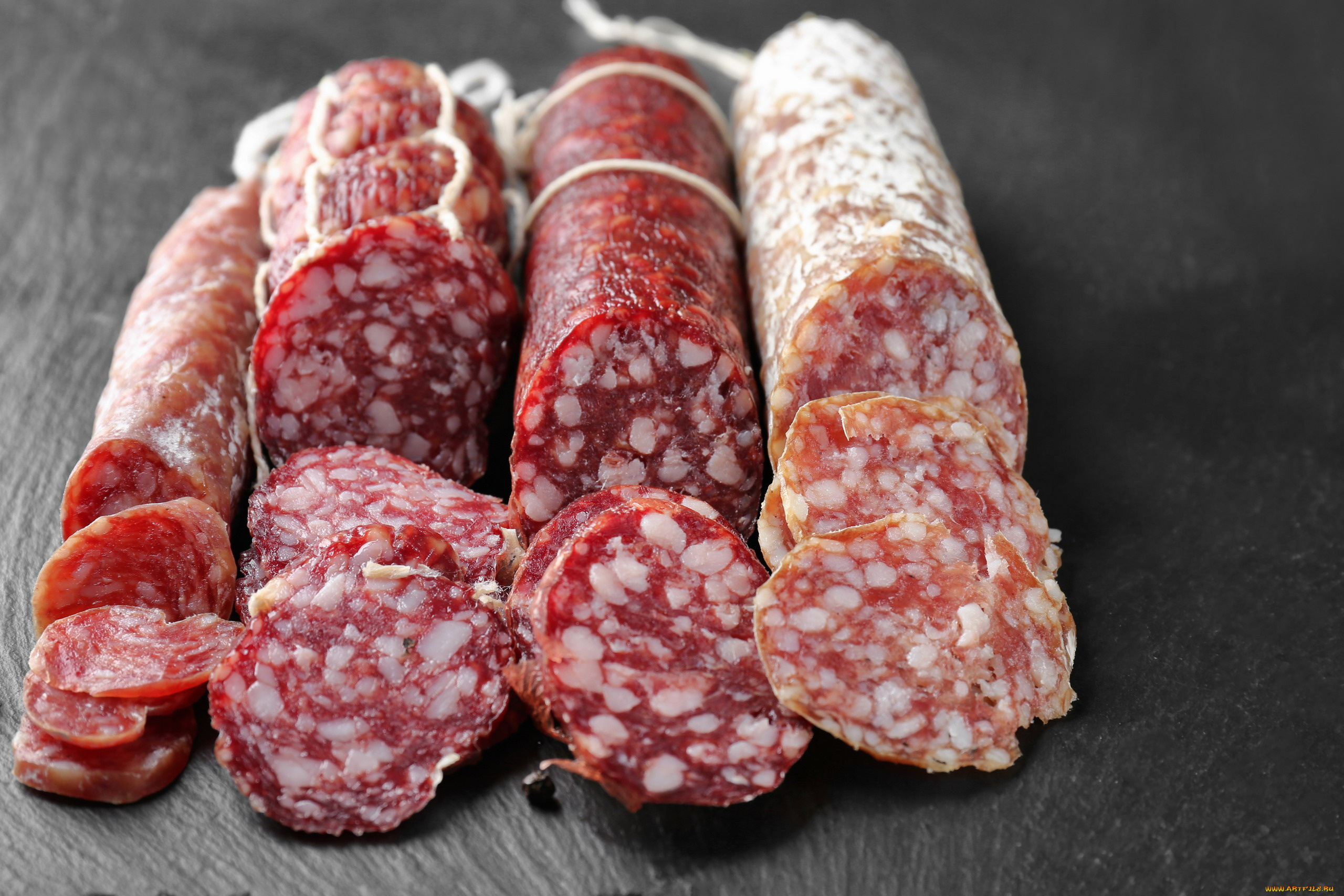 еда, колбасные, изделия, копченая, колбаса, нарезка, ассорти