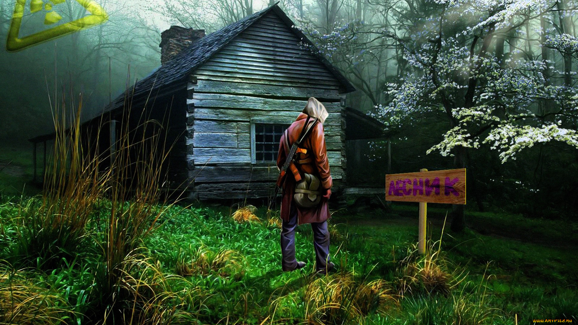 видео, игры, сталкер, дом, указатель, болото, лес