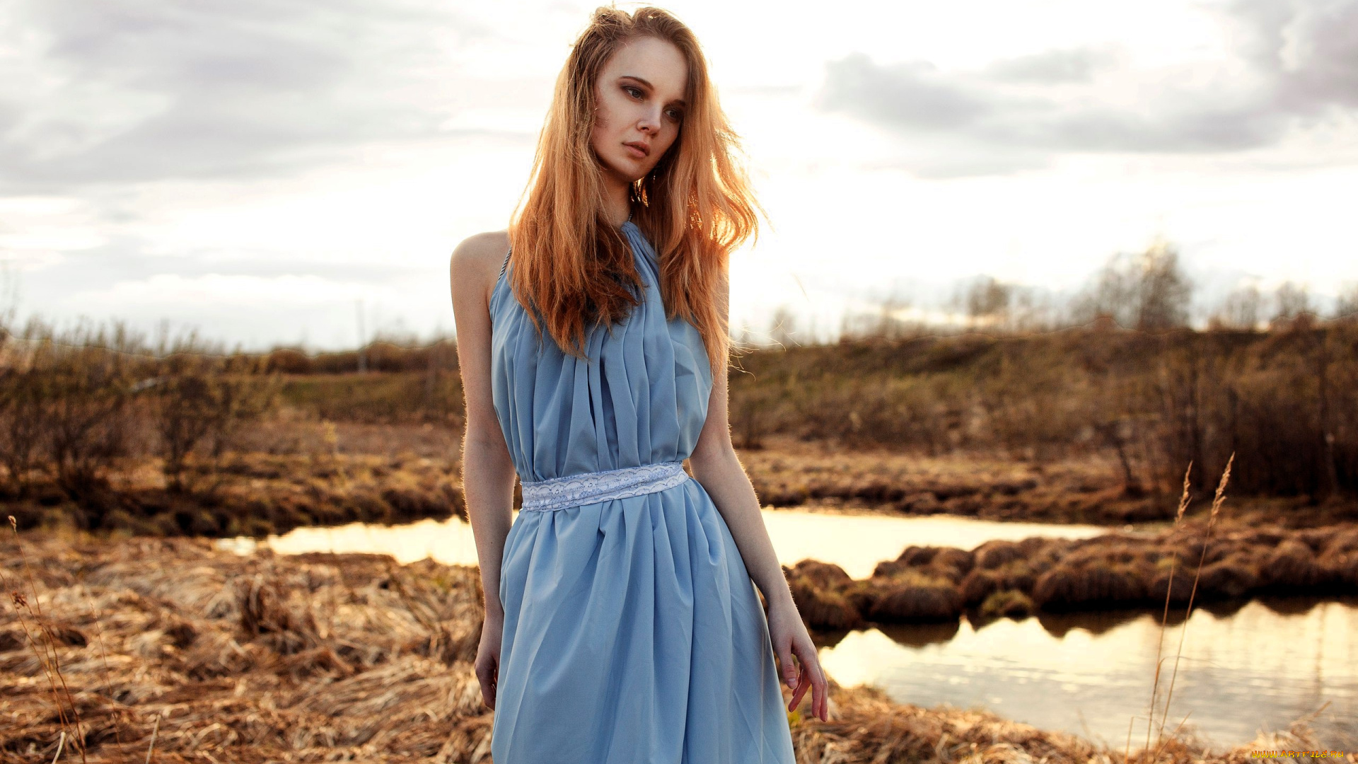 девушки, ксана, станкевич, рыжая, платье, болото, кусты