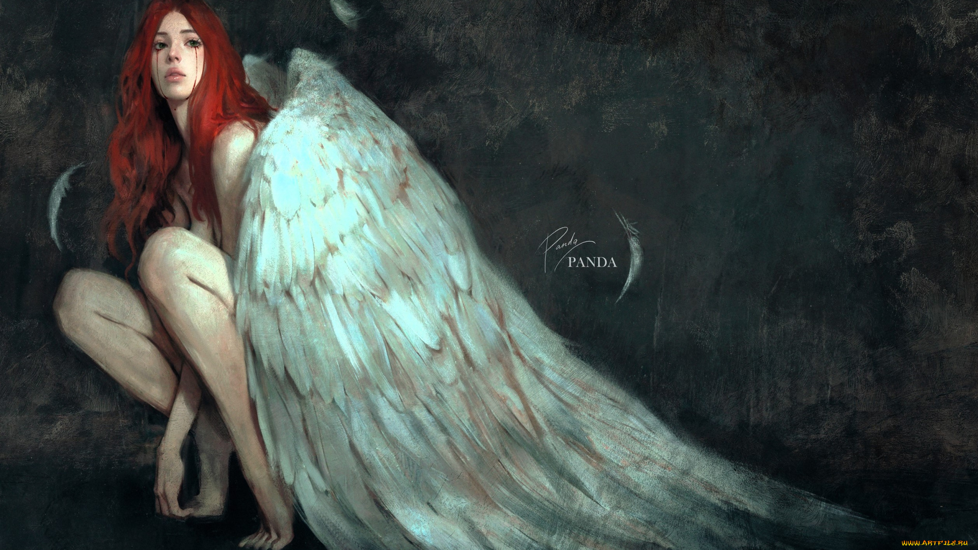 фэнтези, ангелы, девушка, ангел, рыжая, крылья, корона