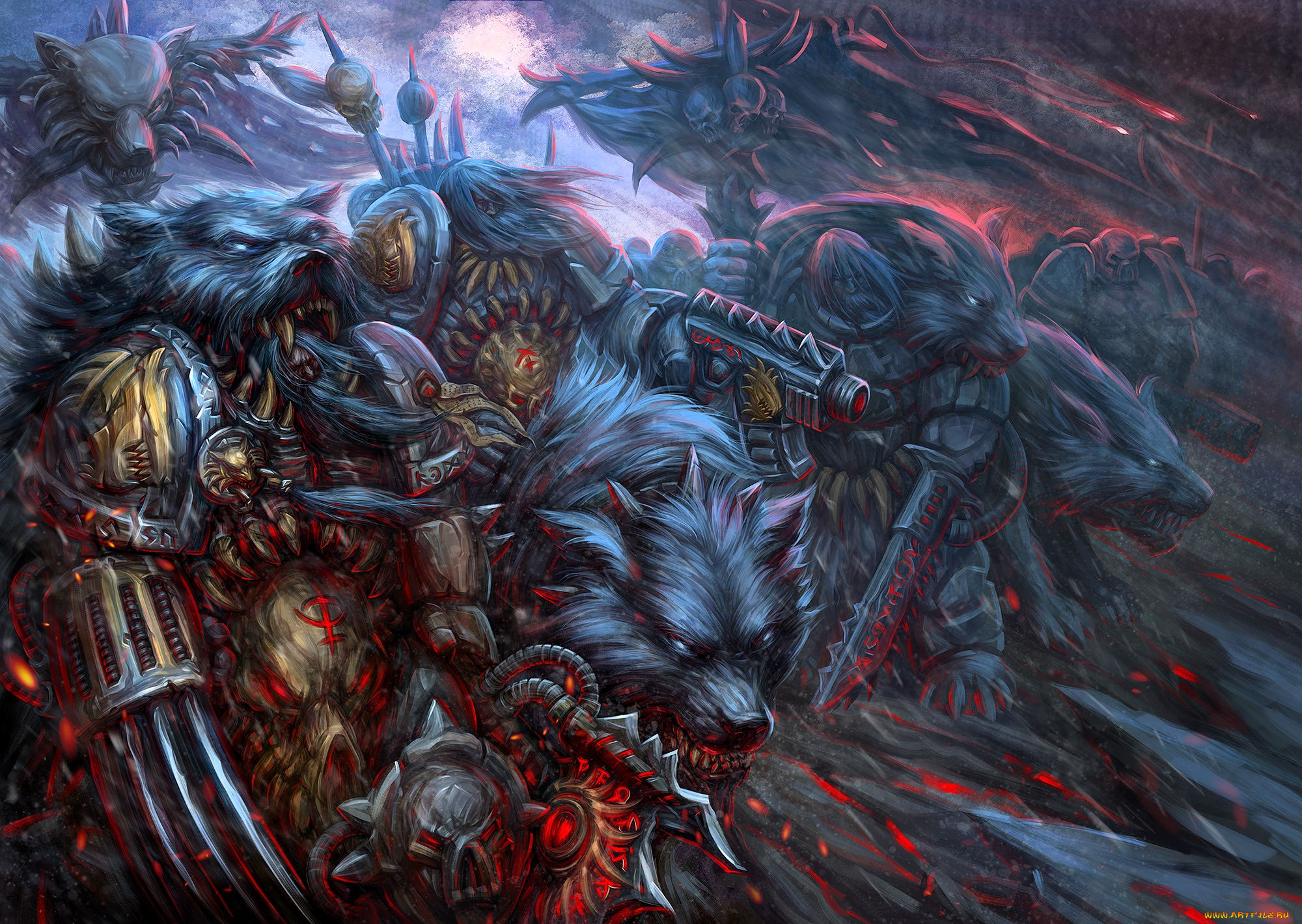 видео, игры, warhammer, 40k, волки, воины, броня, армия