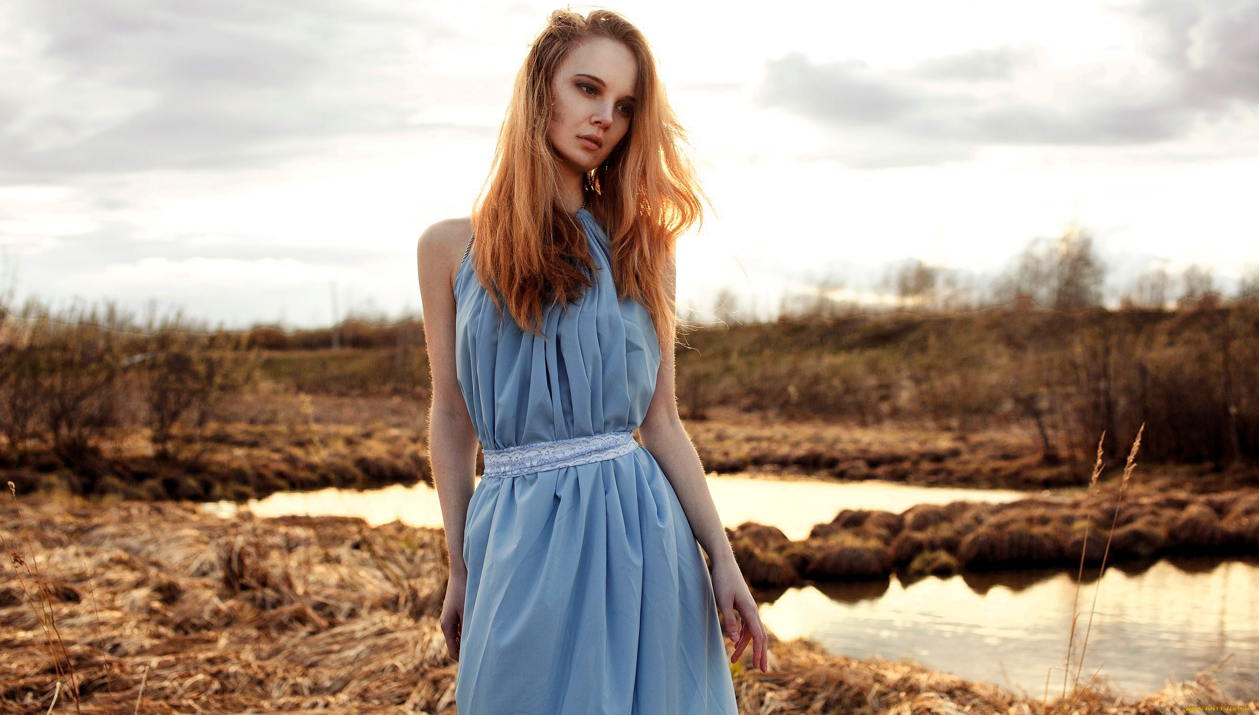 девушки, ксана, станкевич, рыжая, платье, болото, кусты