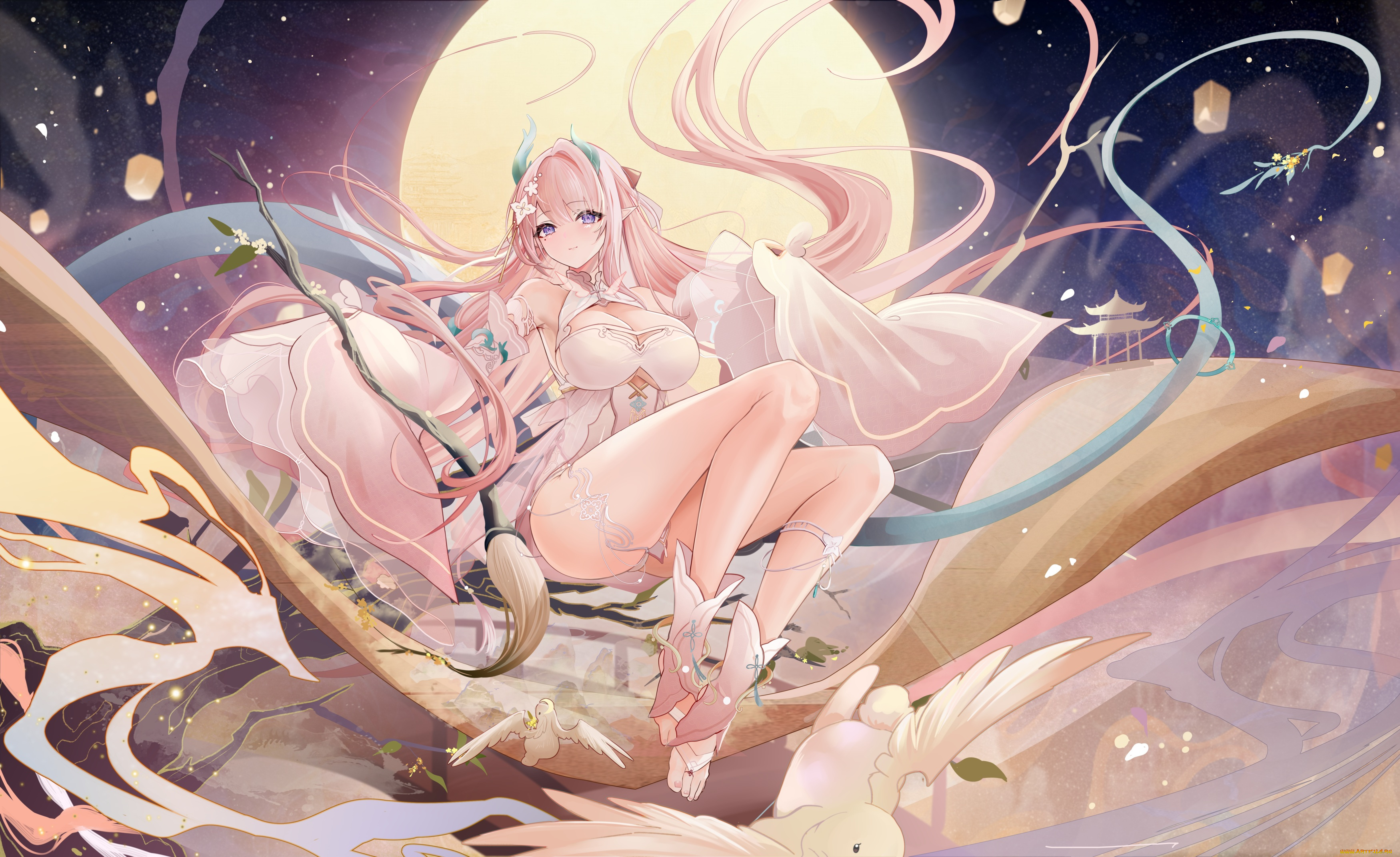 banchiyuebai, аниме, животные, , существа, девушка