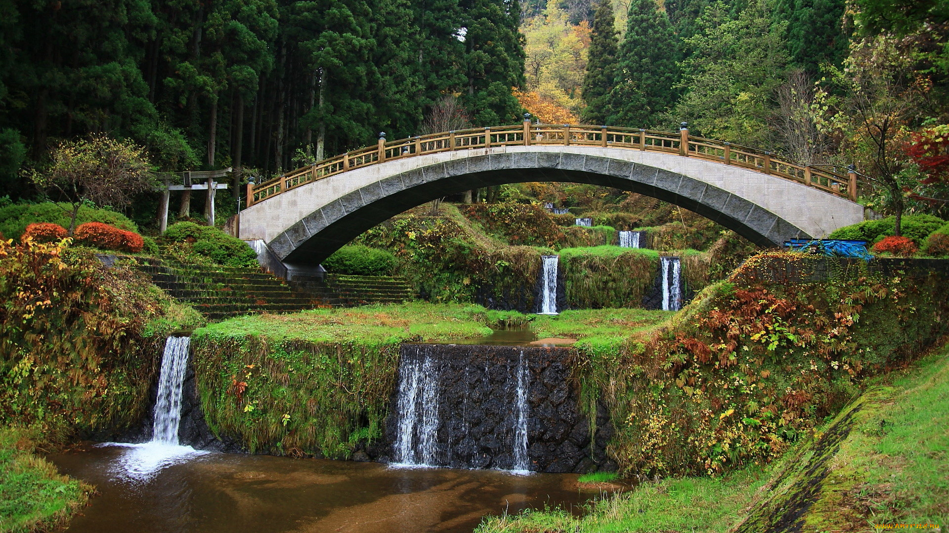 природа, водопады, вода, виадук, каскад